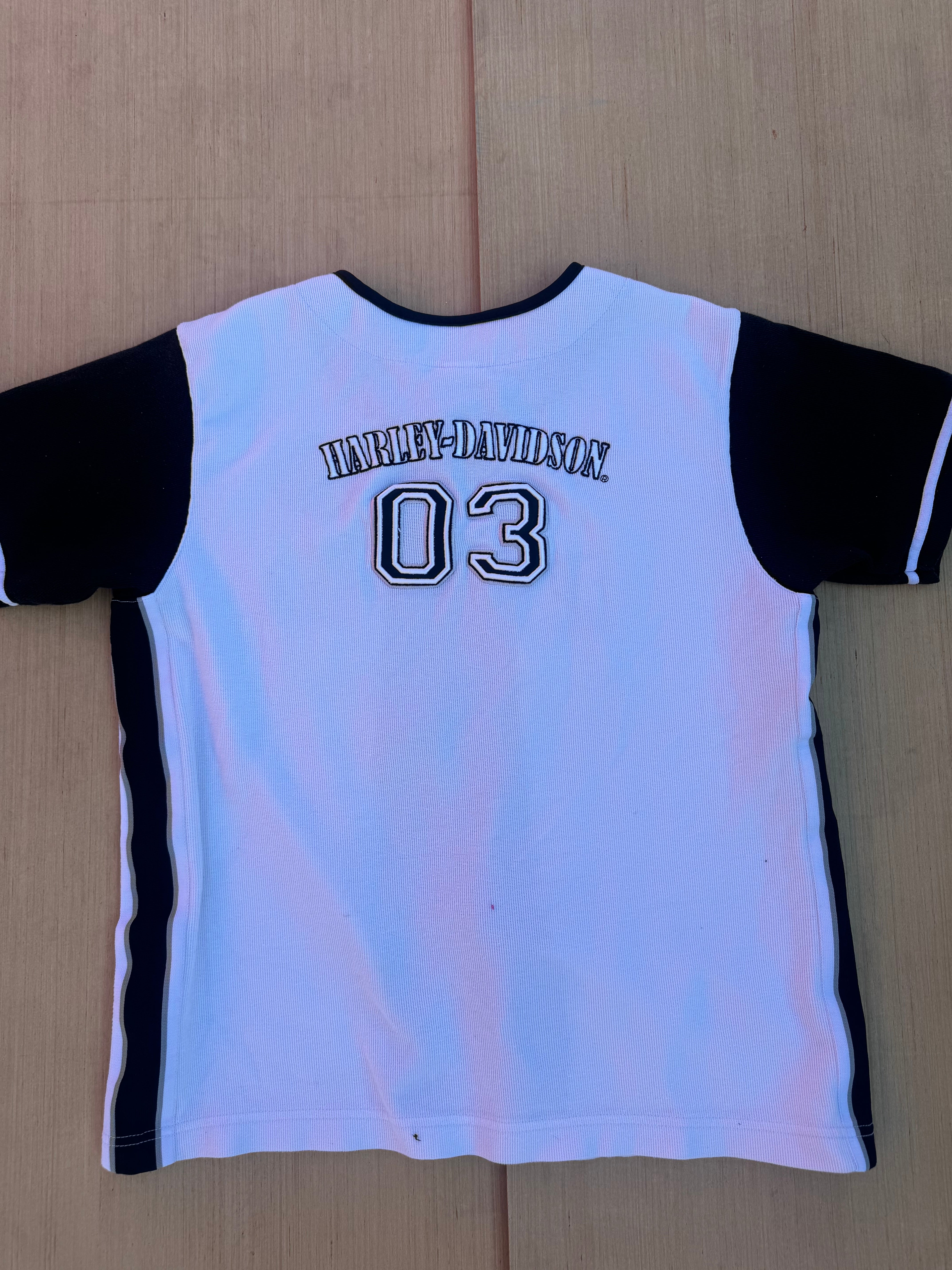 White Harley Davidson Harley baseball jersey, XL (fits like M)