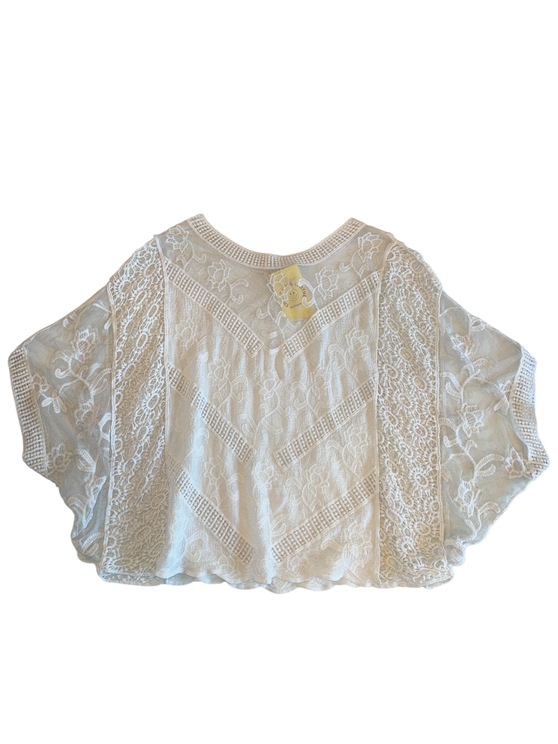 white ember lacy poncho top, L