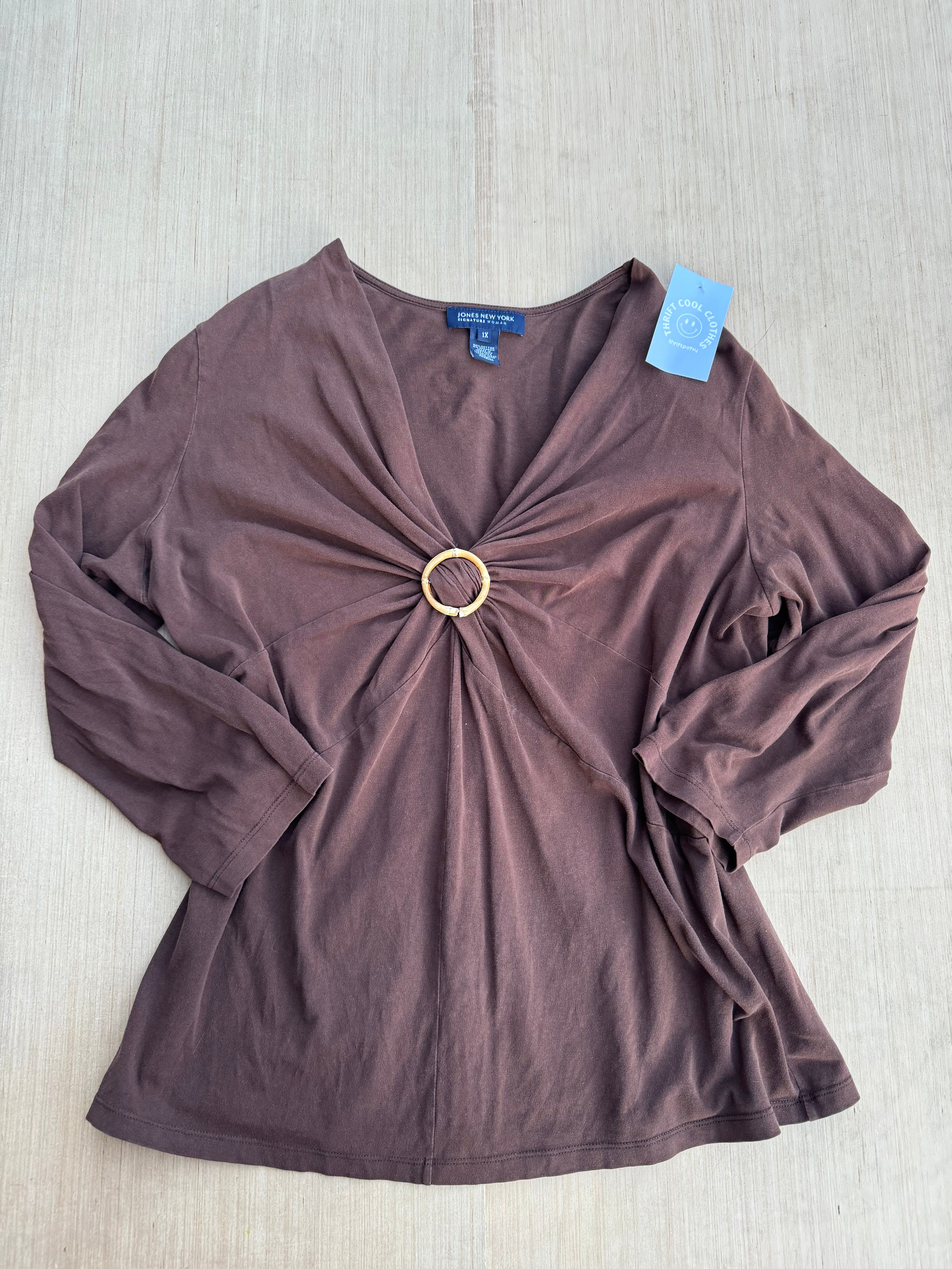 brown jones new york ls w wooden cirle top, 1x