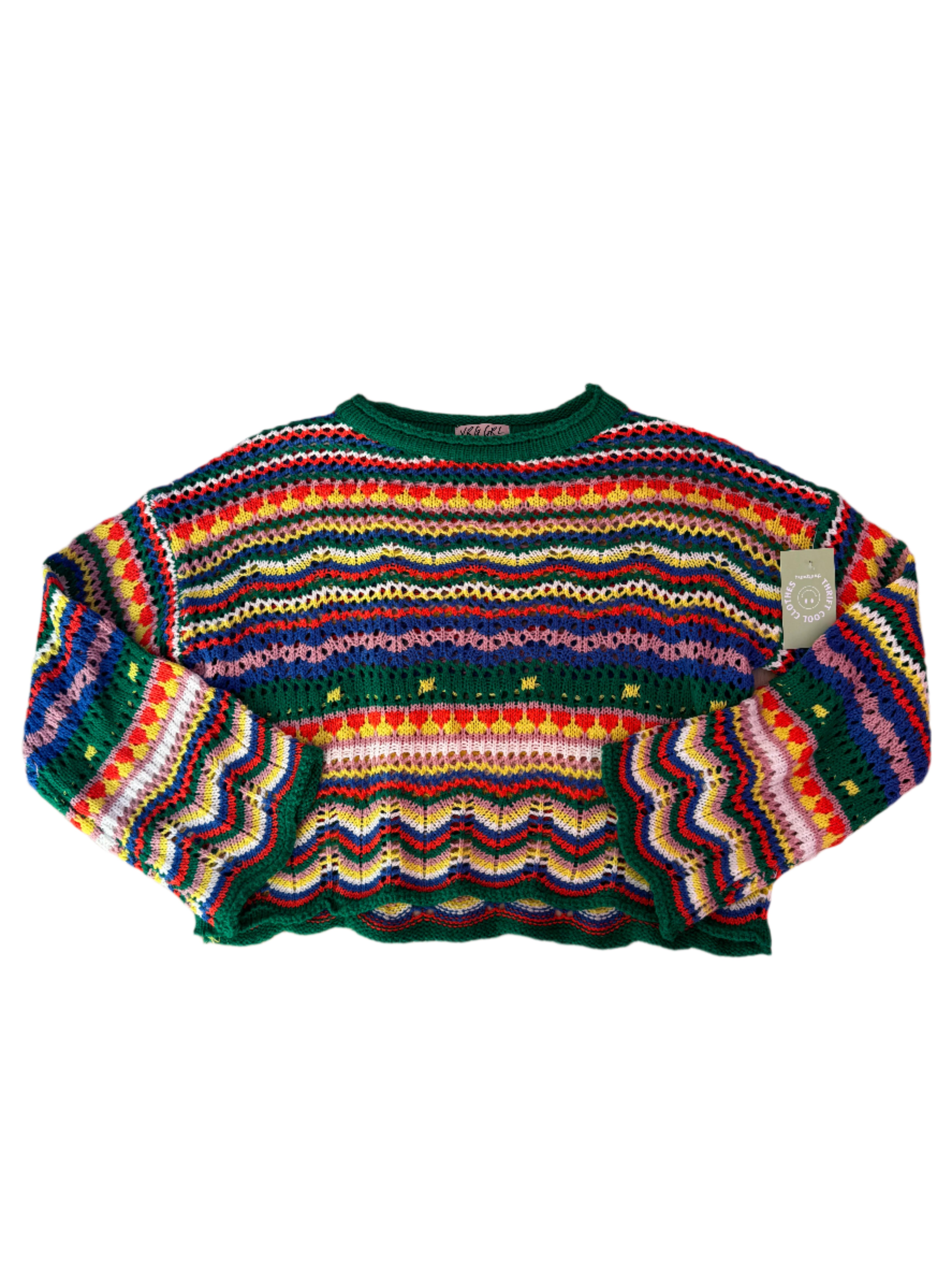 Green blue yellow Vrggrl Sweater, M/L