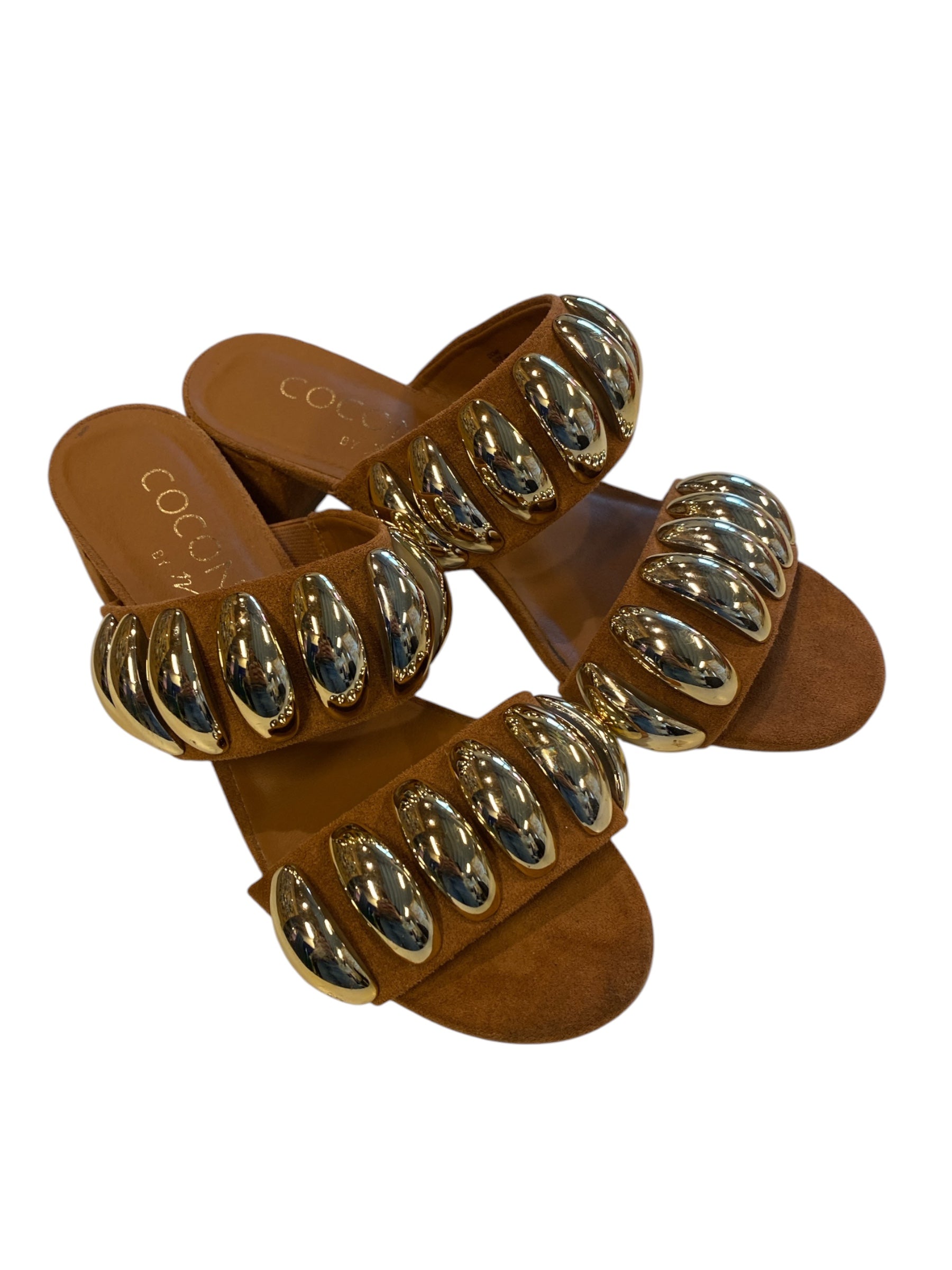brown gold coconuts lil heel gold strap, 8