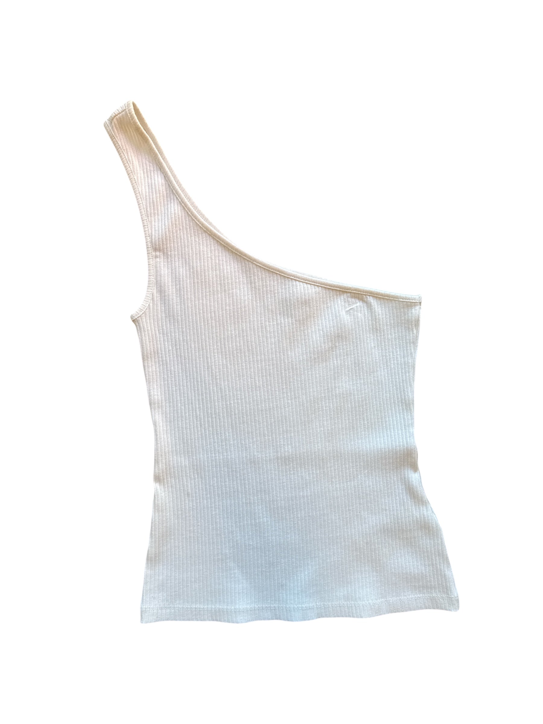white anthropologie one shoulder ribbed tank, xs