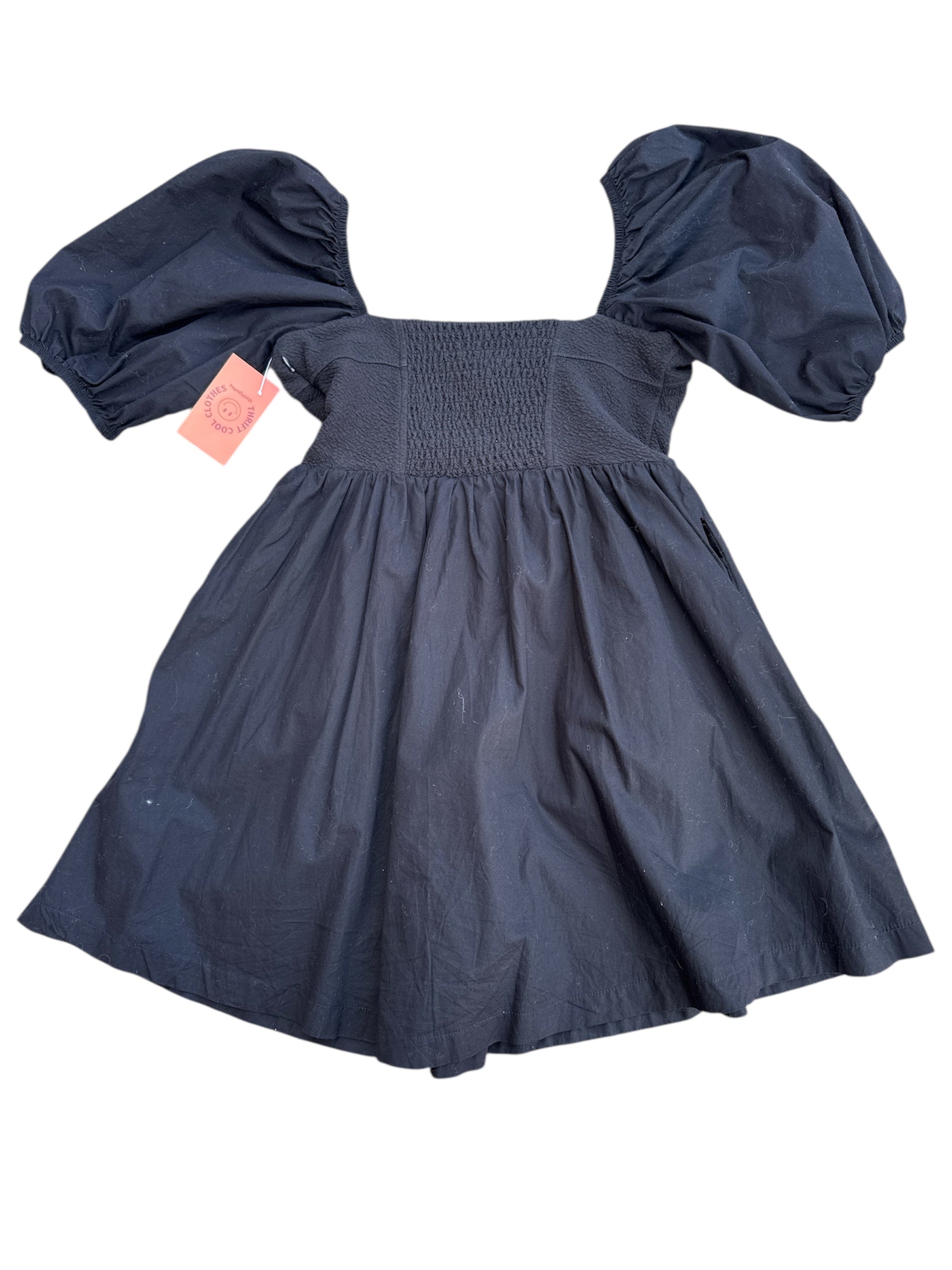 Black Maeve Puff sleeve button down dress, Small