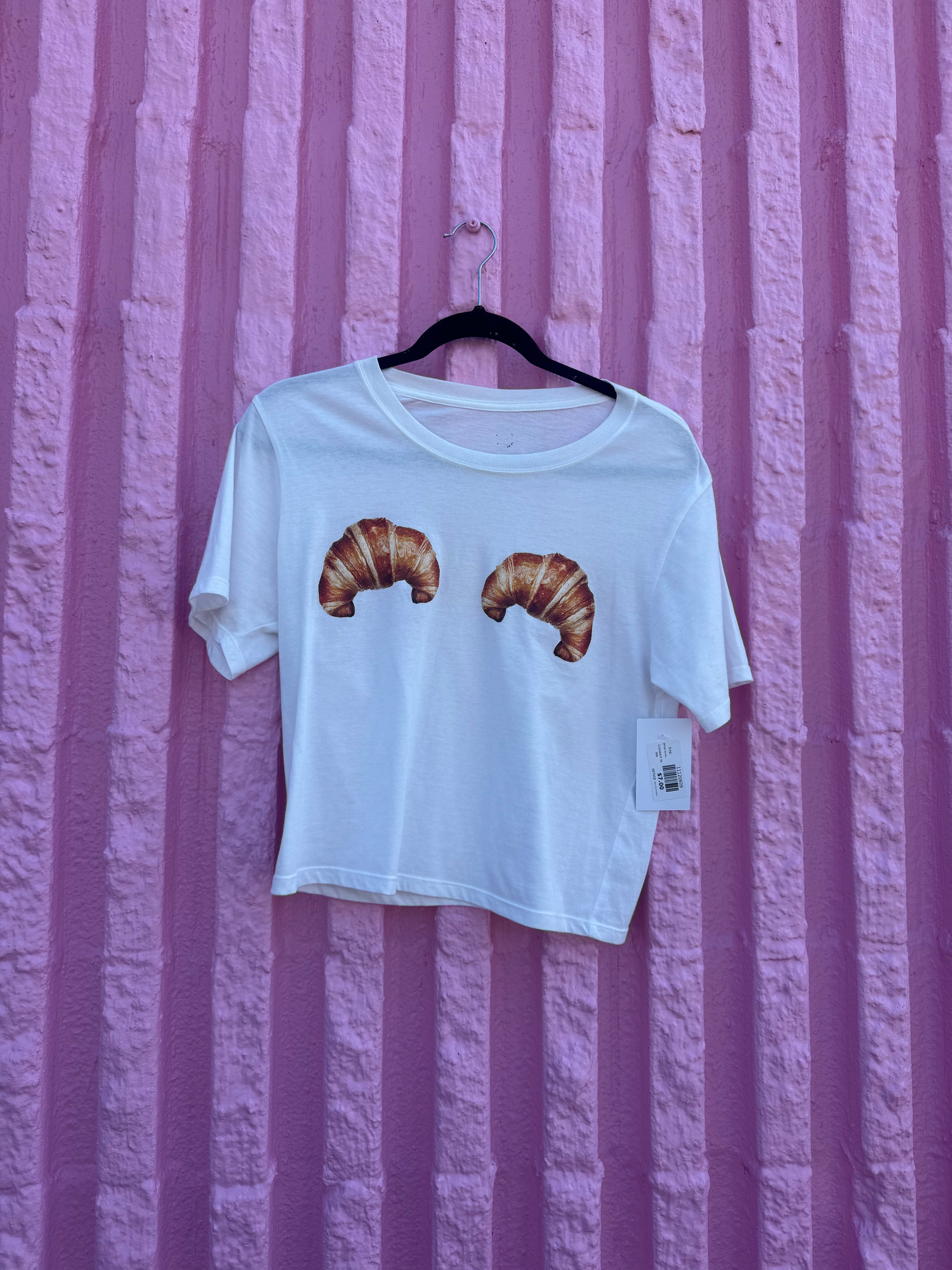 White brown  Croissant ss tee L