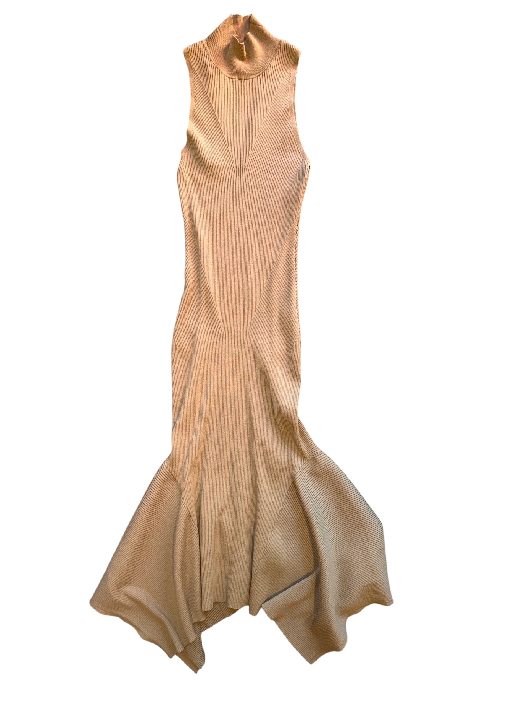 tan Anthropolgie ribbed maxi dress, Small