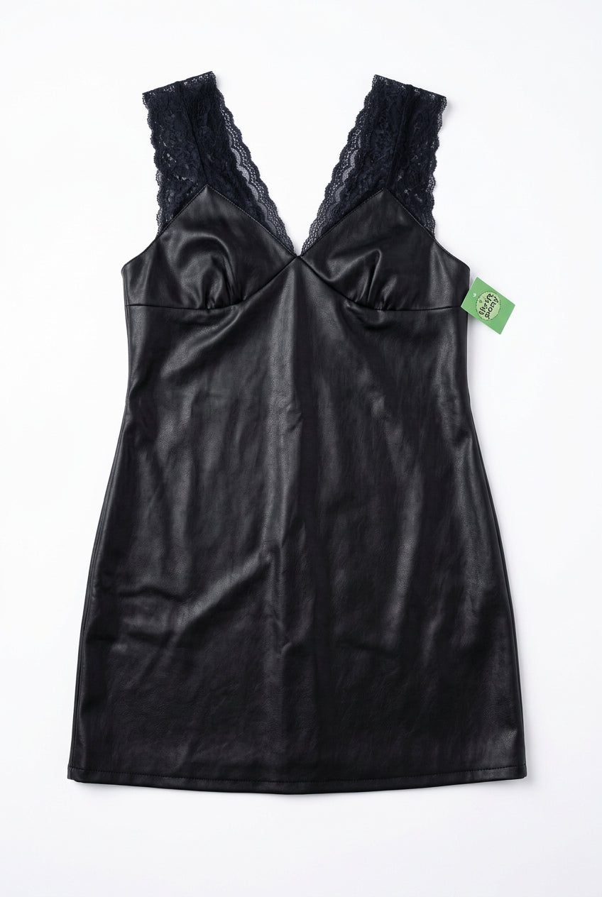 black  lace trim satin midi, 5x