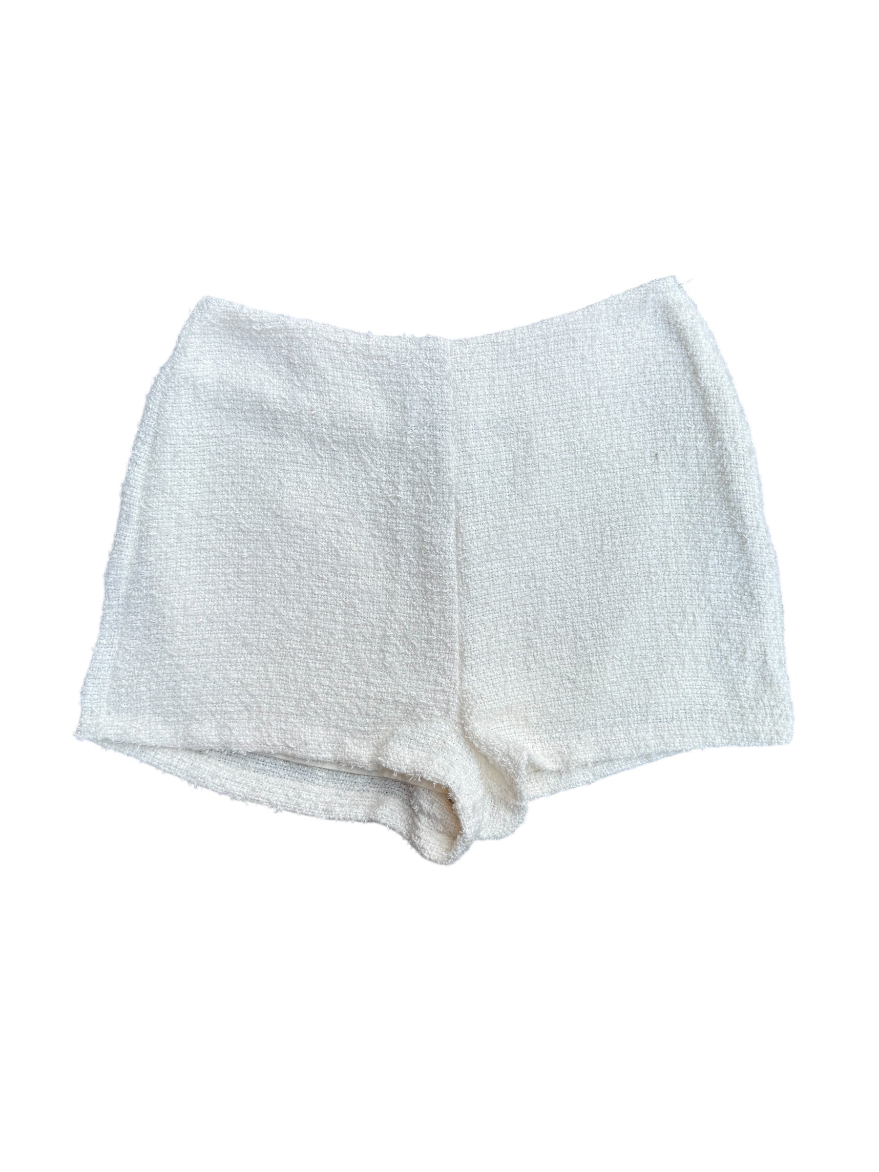 cream lumiere tweed shorts, s