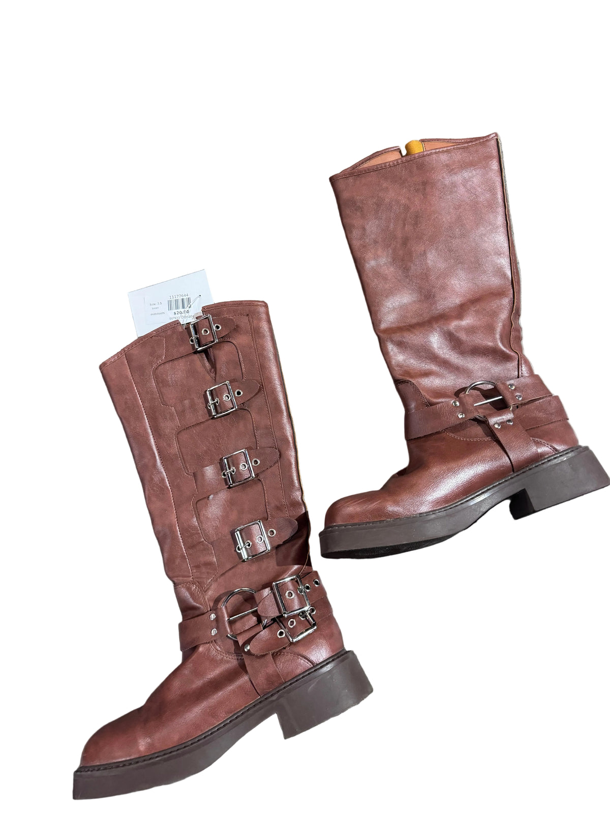 brown  motoboots, 7.5