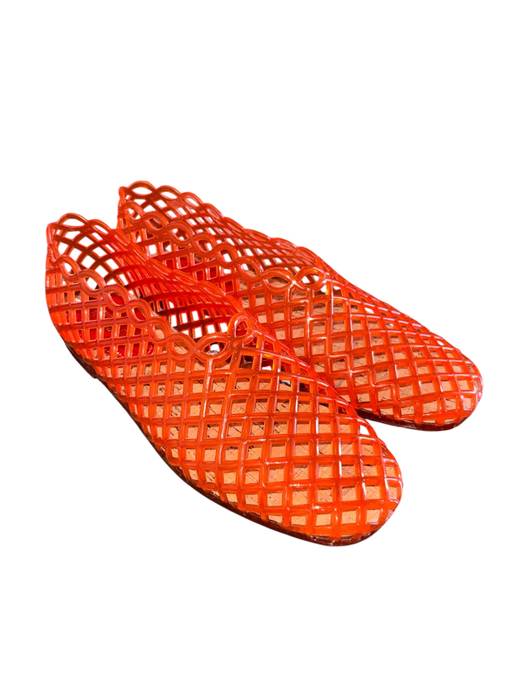 orange steve madden jelly shoes, 7