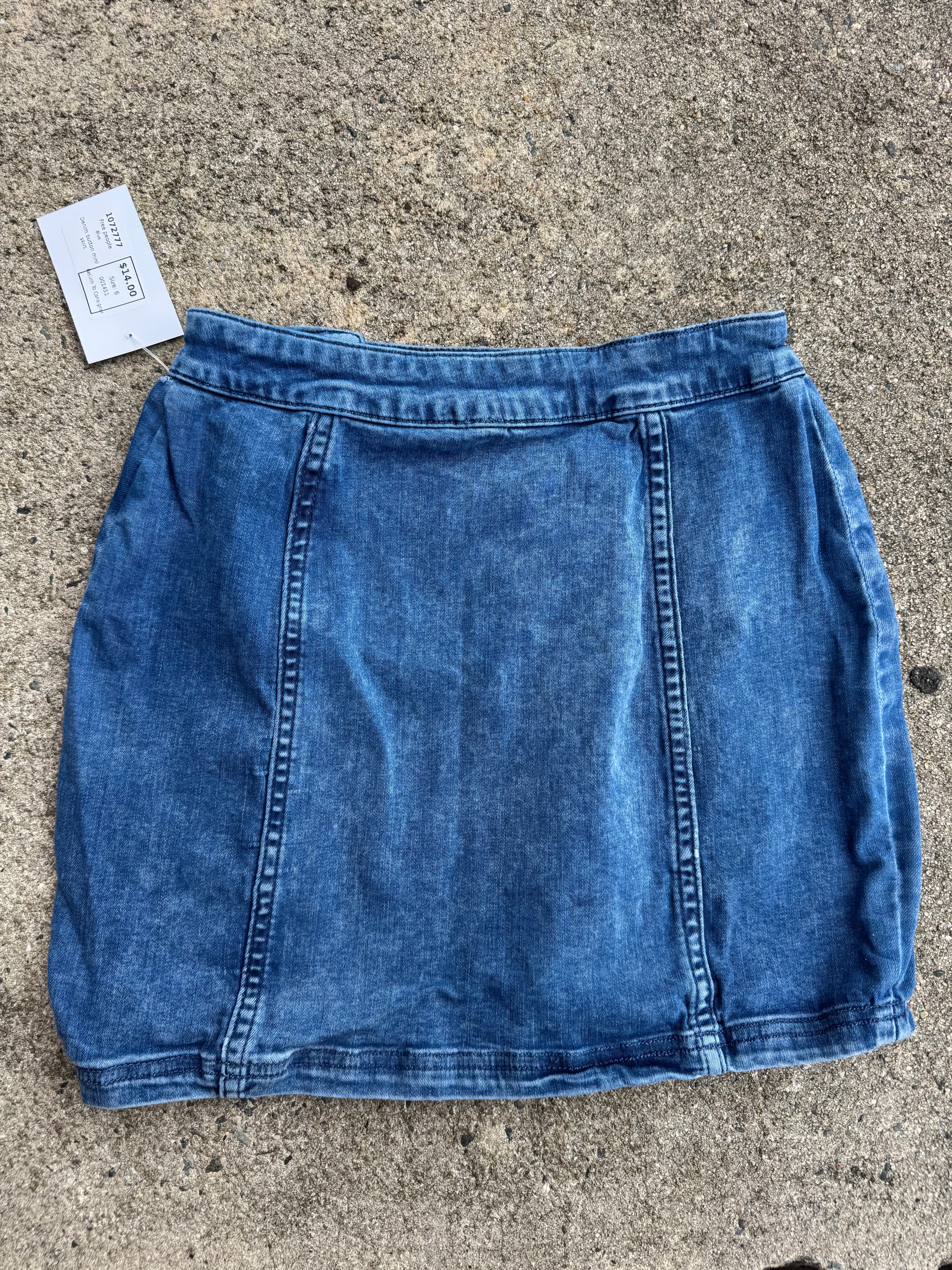Blue Free people Denim button mini skirt, 6