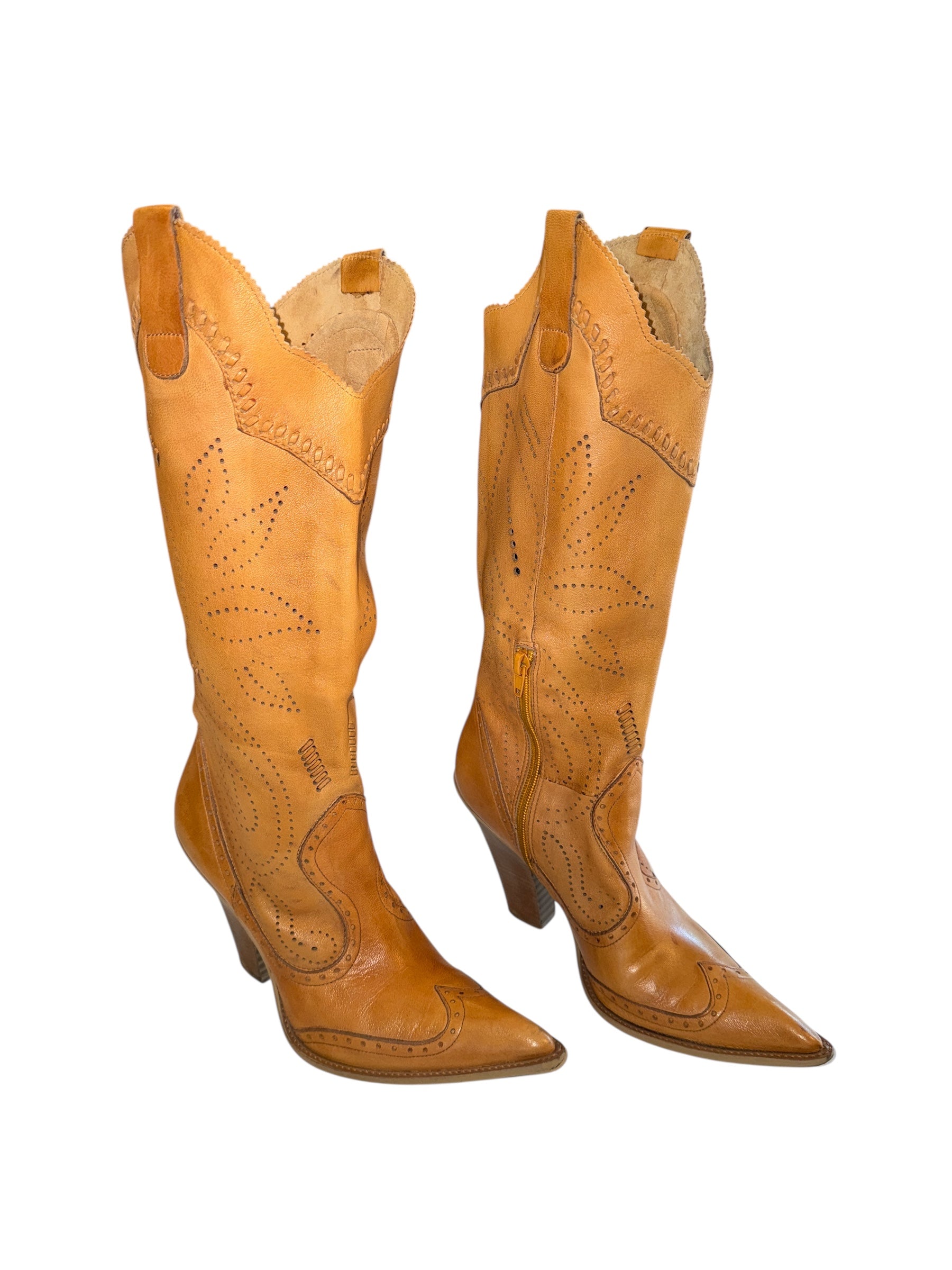 Light brown Bcbg Soft leather eyelet boots, 7.5