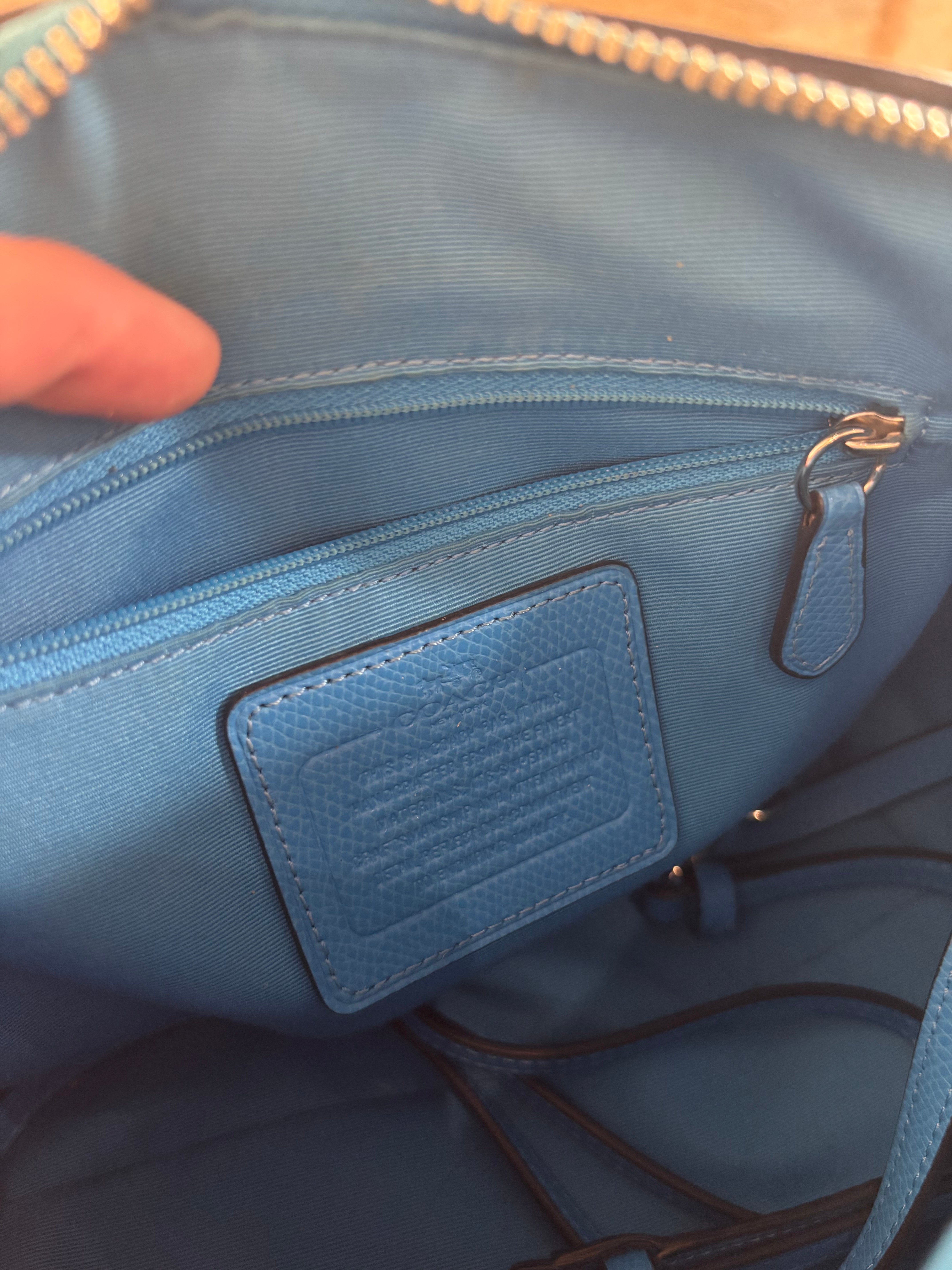 electric blue coach structured handbag