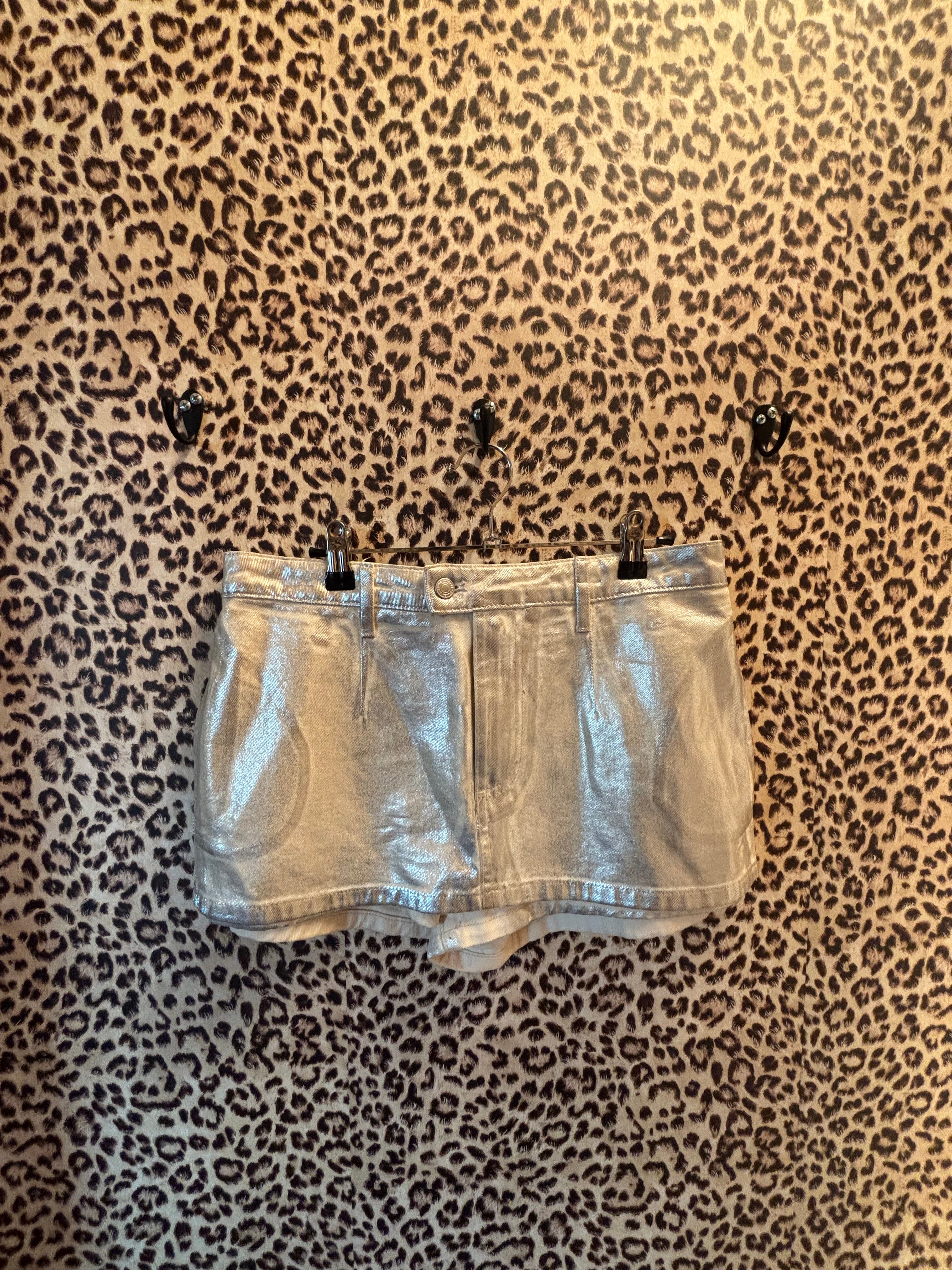 silver free people metallic mini skirt, 32