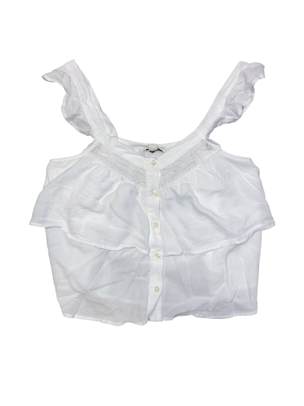 white american eagle ruffle lace tank, m