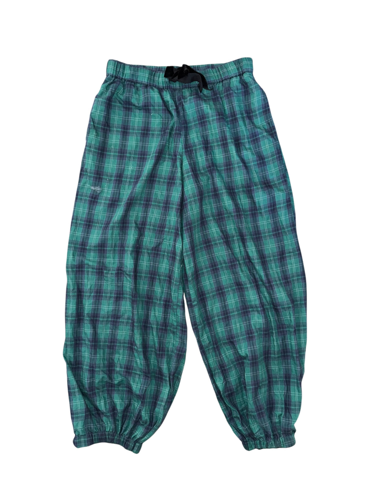 green out from under plaid pj pants, M
