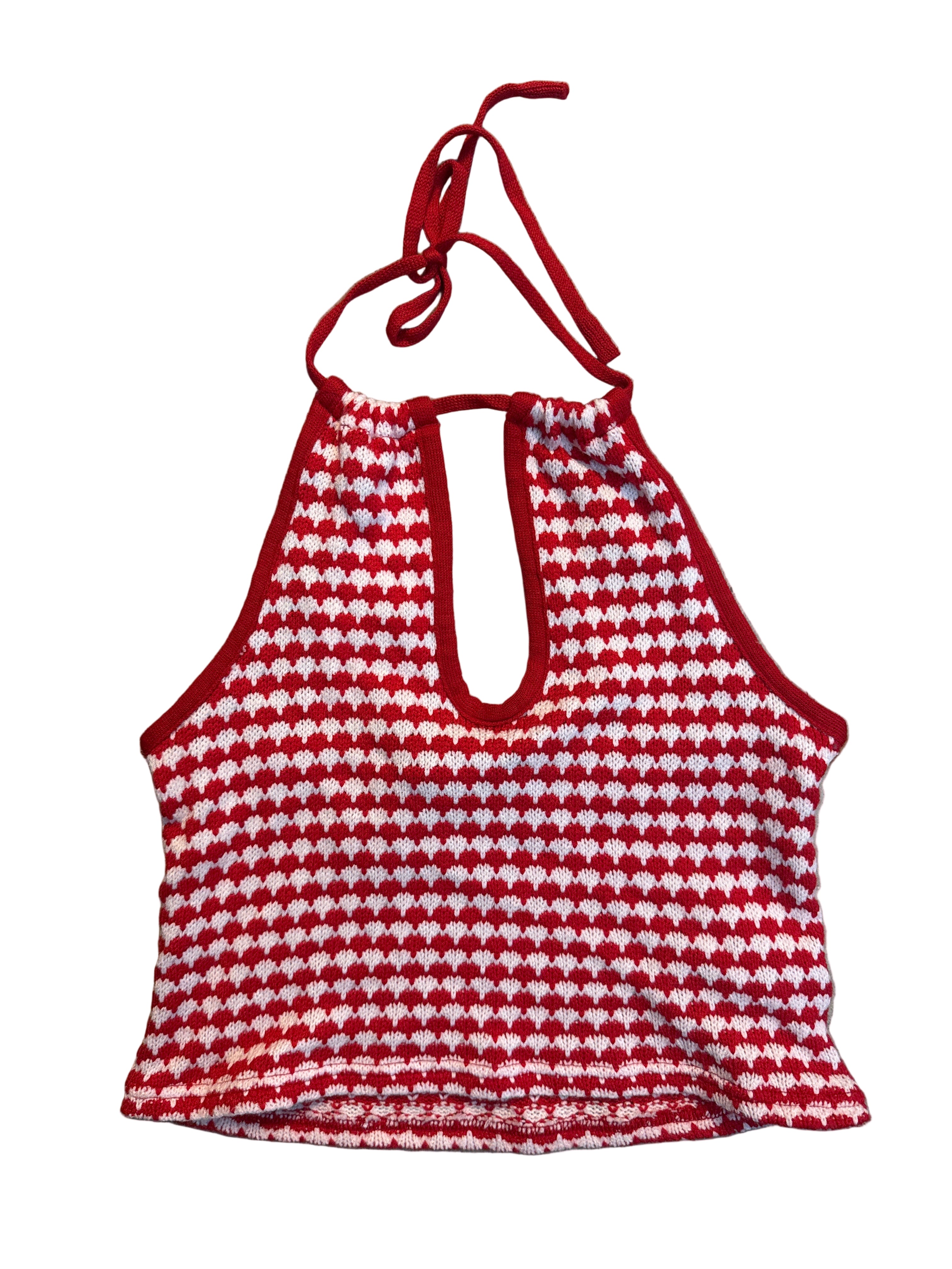 Red white Zara Nwt knit pattern halter, S