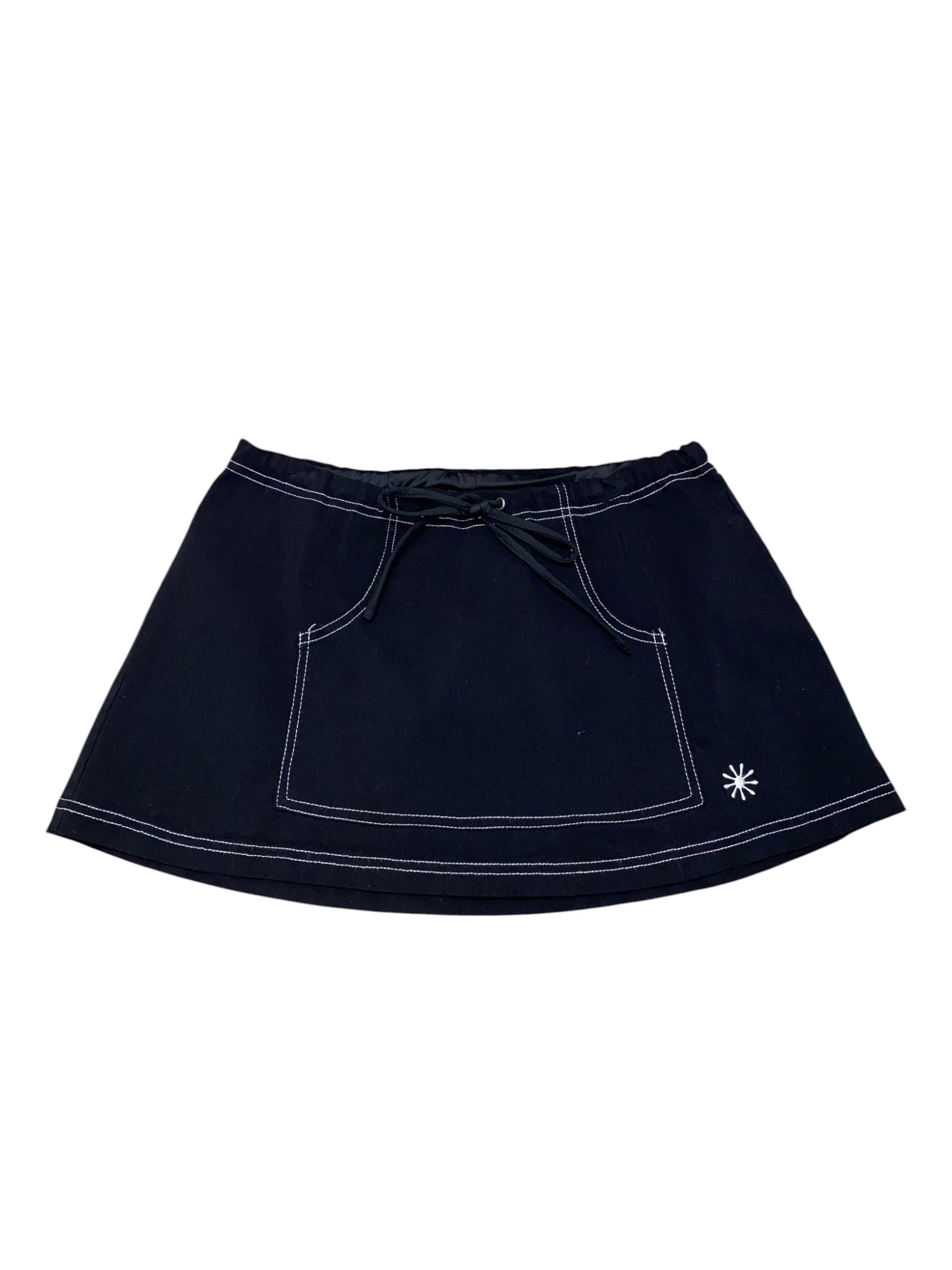 Black Delias Drawstring mini skirt, L (fits like s/m)