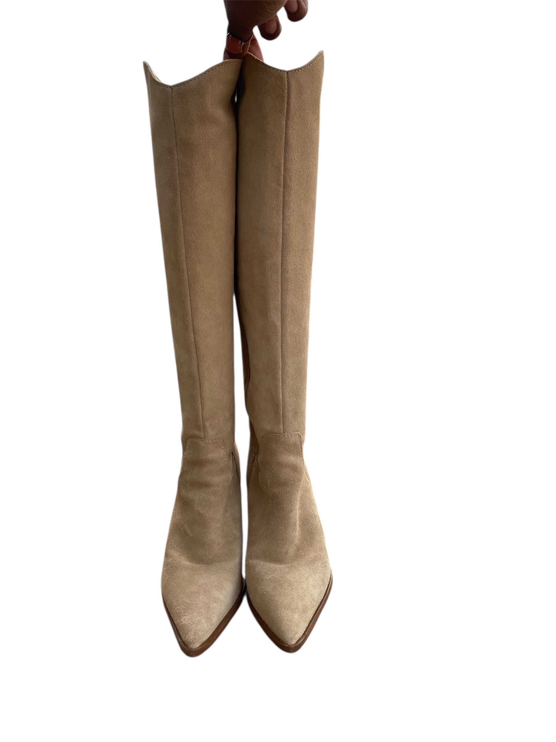 Beige Vince camuto Suede pointed toe boot, 6