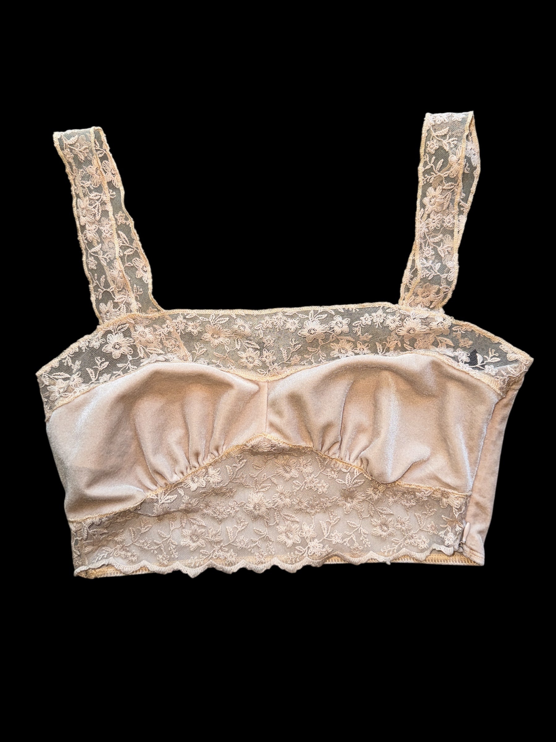 peach forever 21 velour top w lace, s