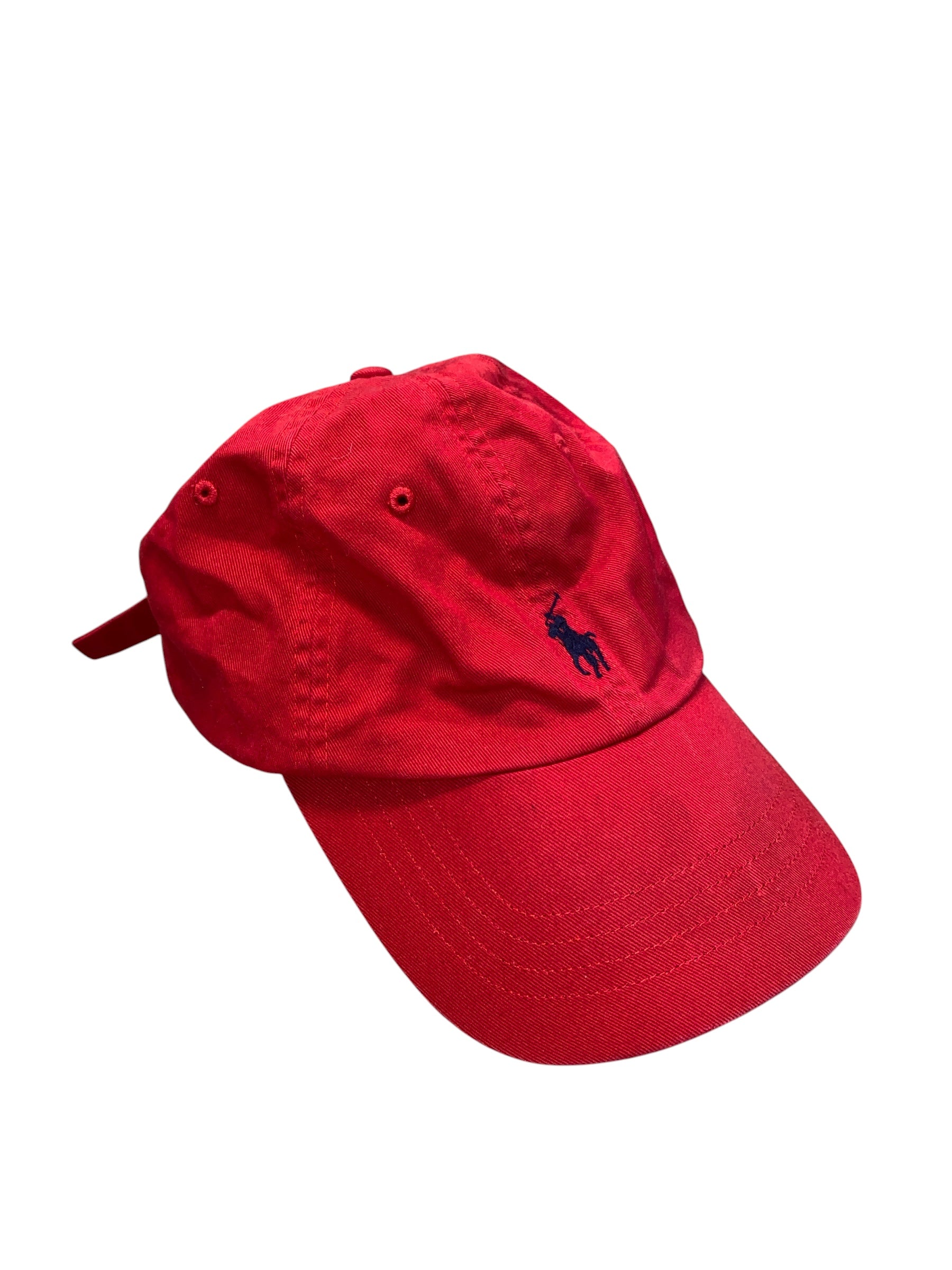 red polo branded hat