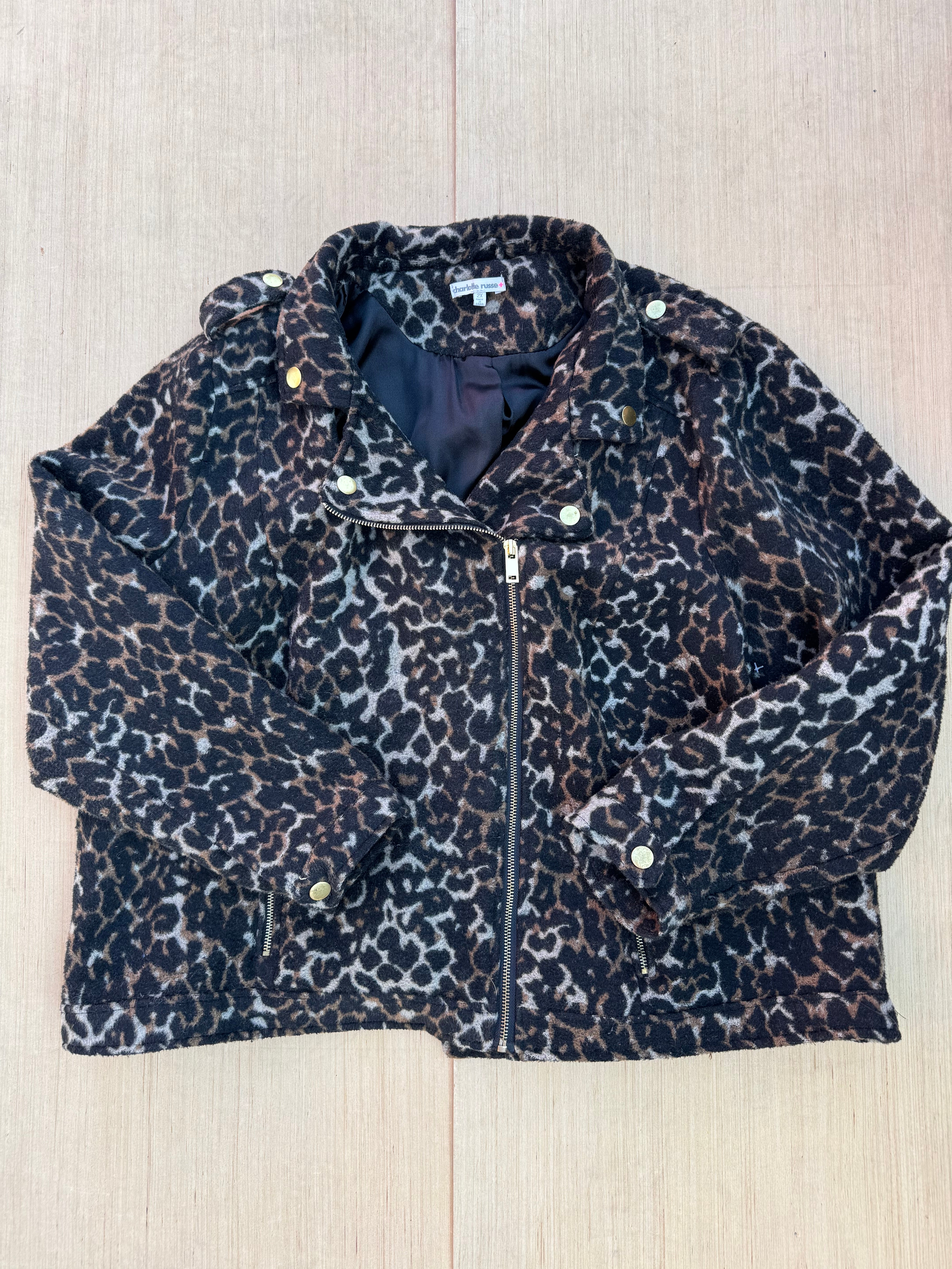 brown black charlotte russe cheetah print jacket, 2X