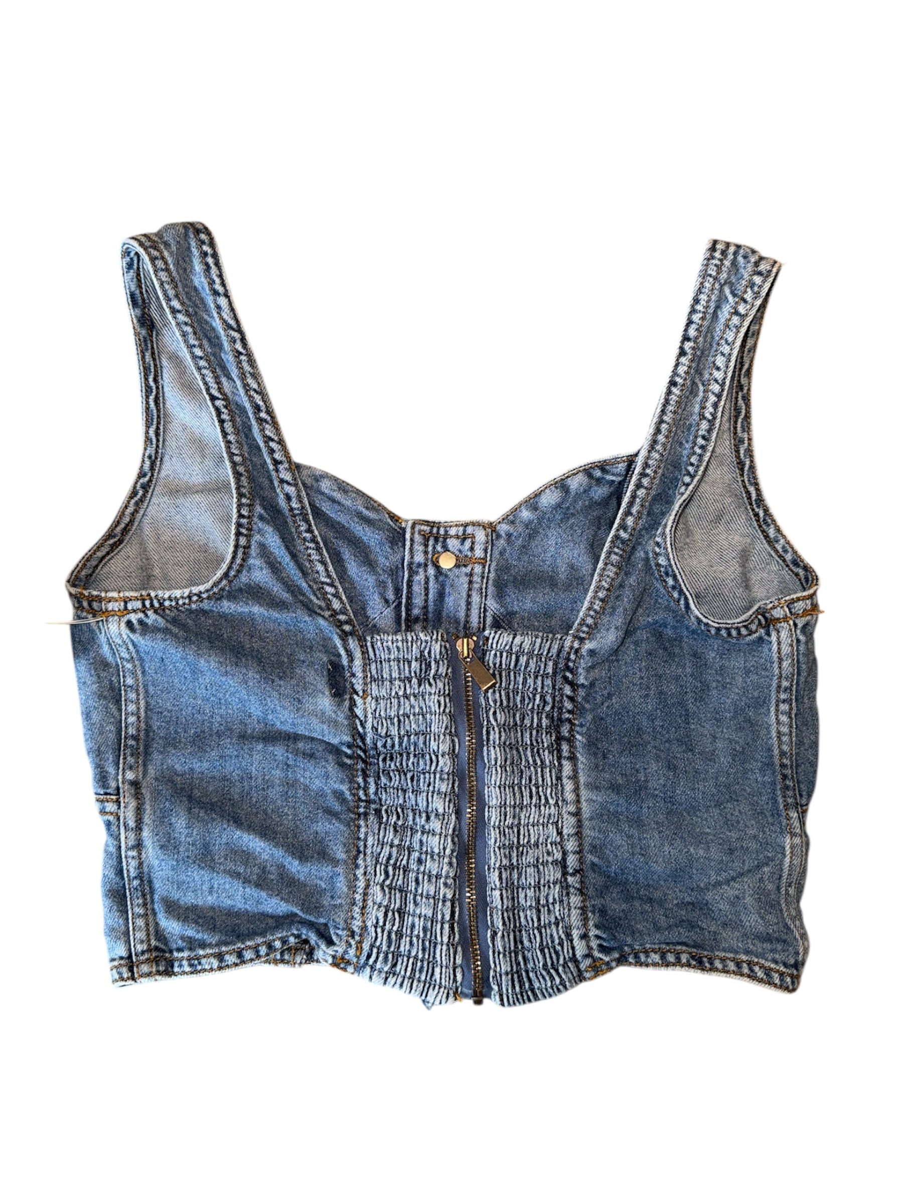 blue habitual denim button top, xs