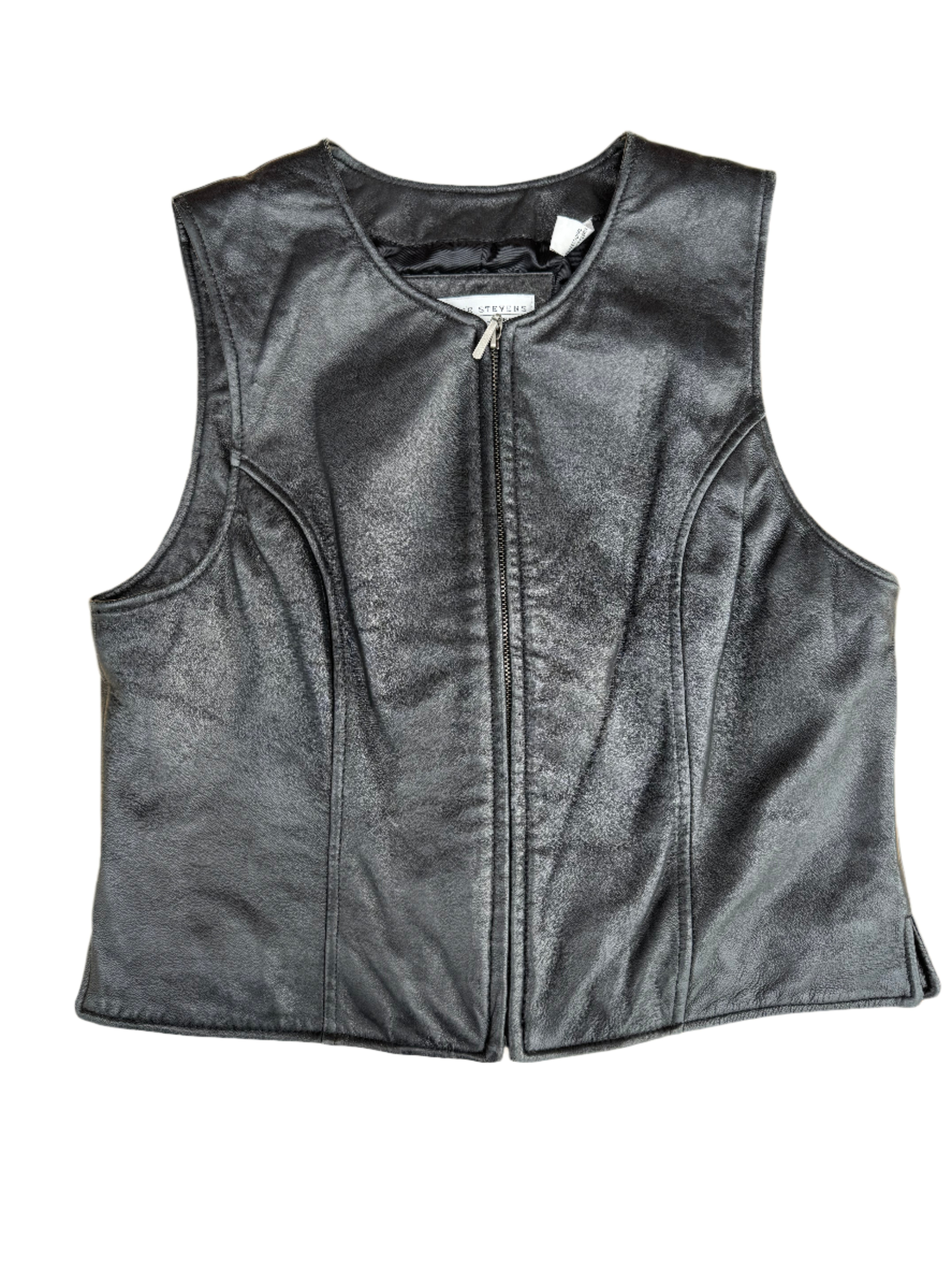 black valerie stevens leather vest, m