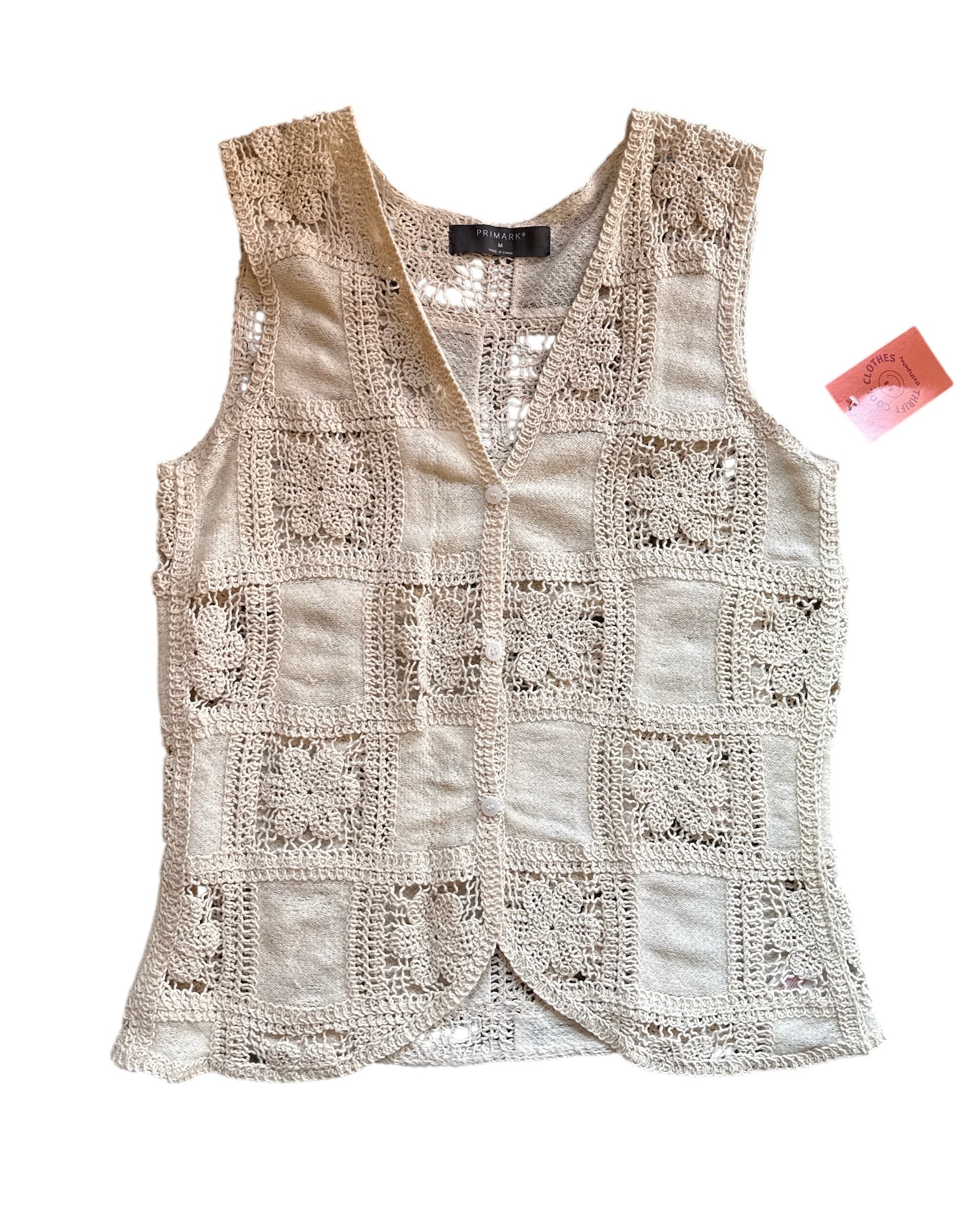 Cream primark Crochet vest, M