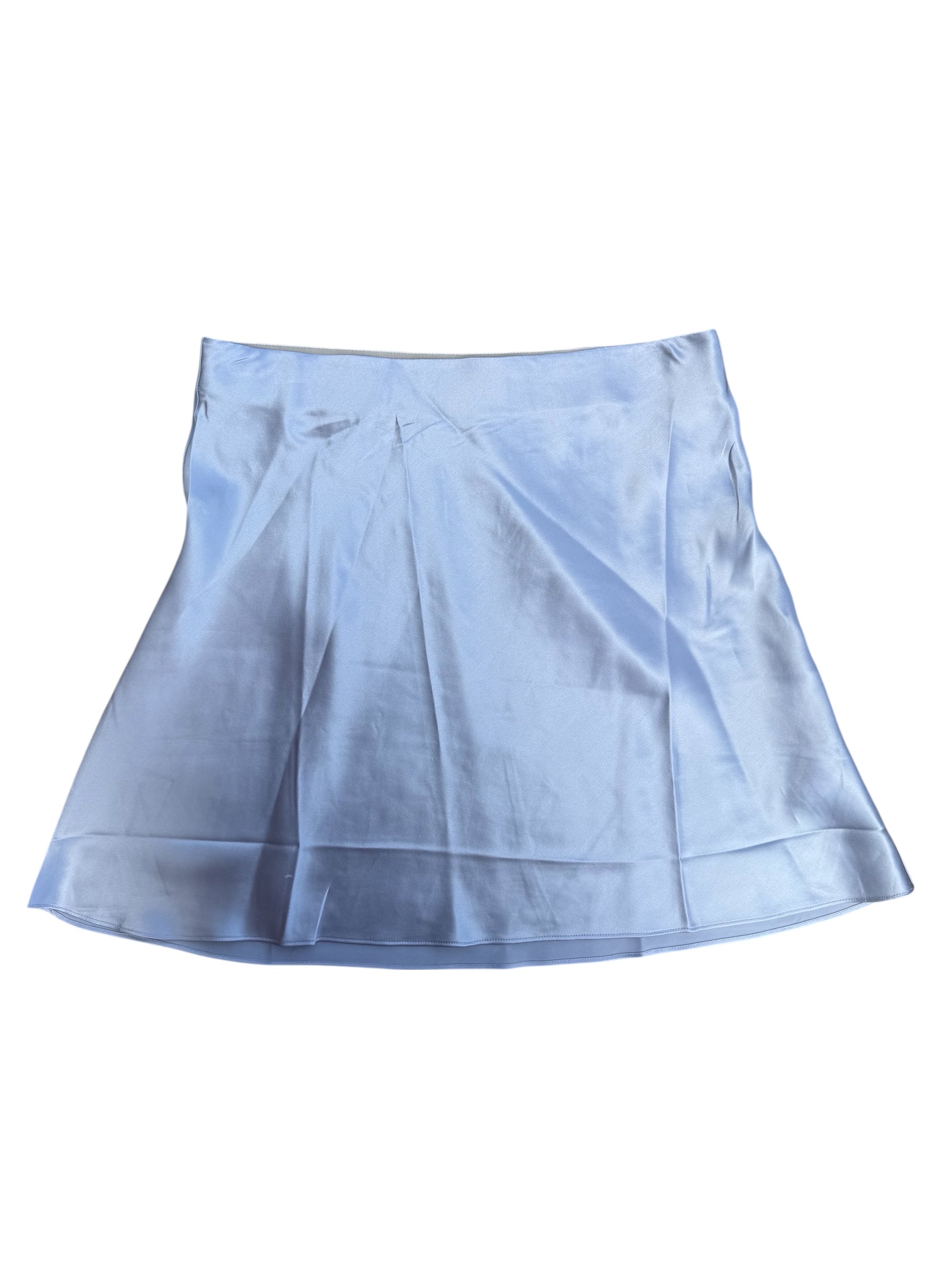purple quince satin skirt, m