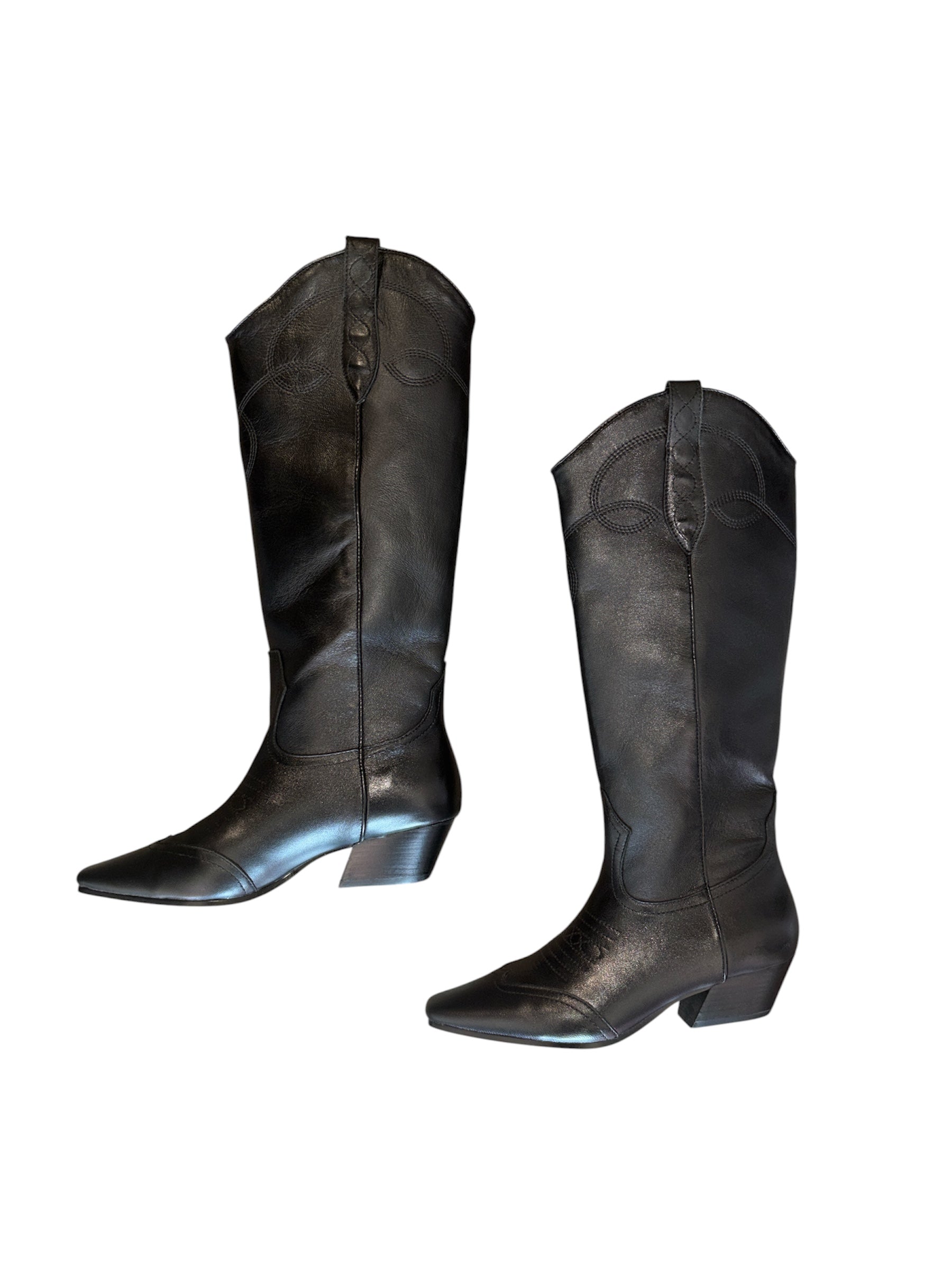 black steve madden tall cowboy boots, 7