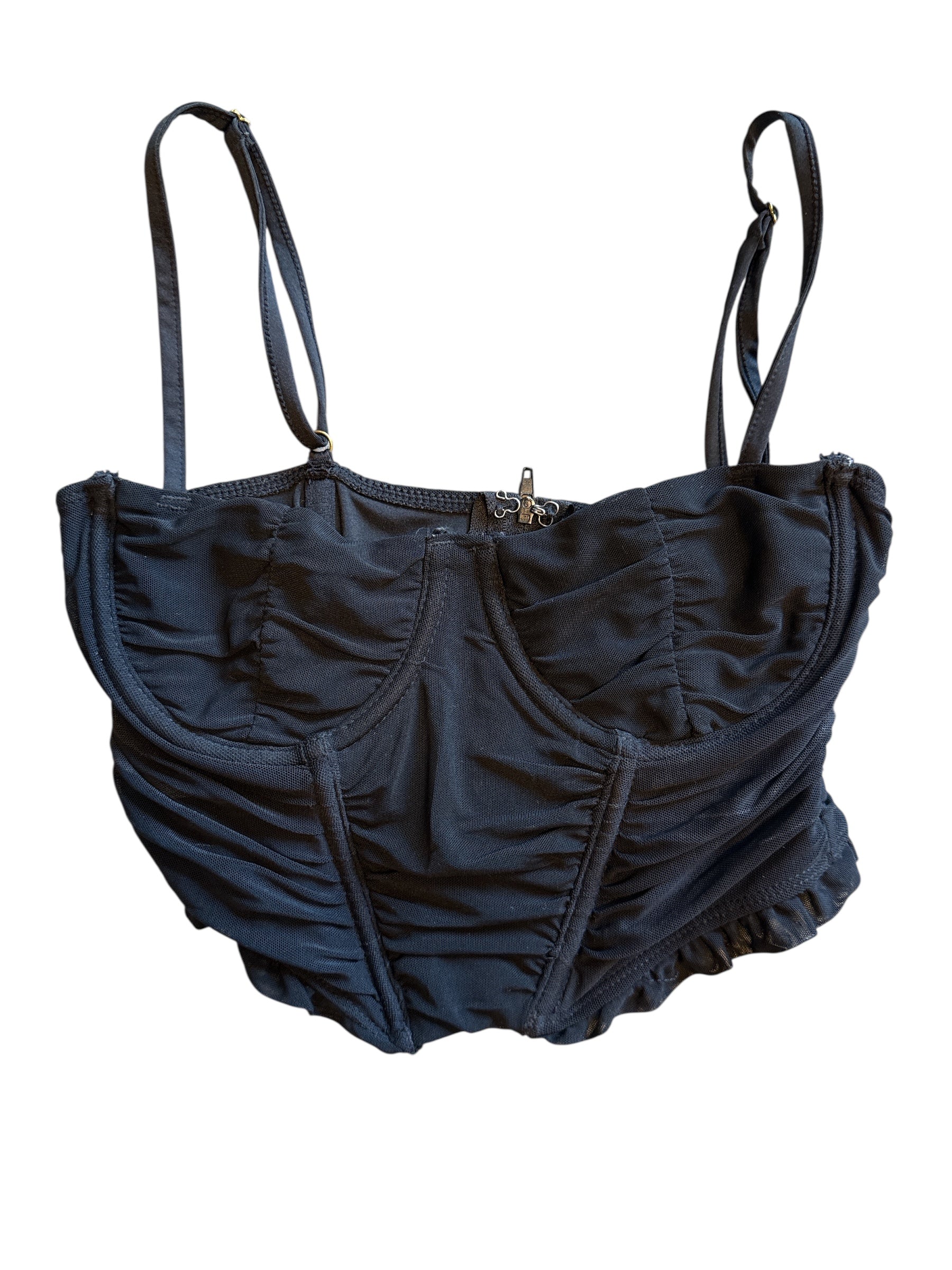 black tic toc cropped bustier top, s
