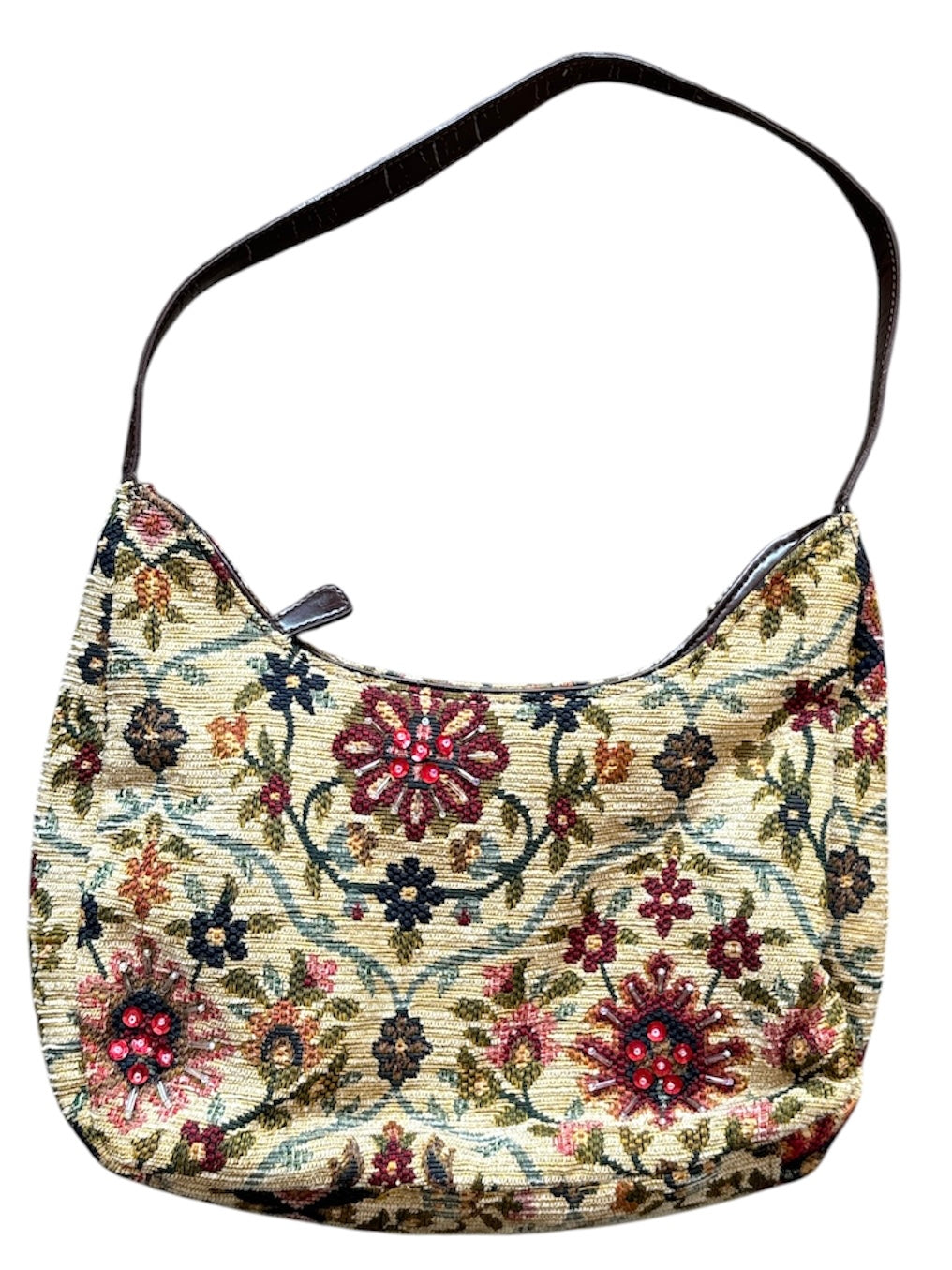 brown red fossil tapesty shoulder bag