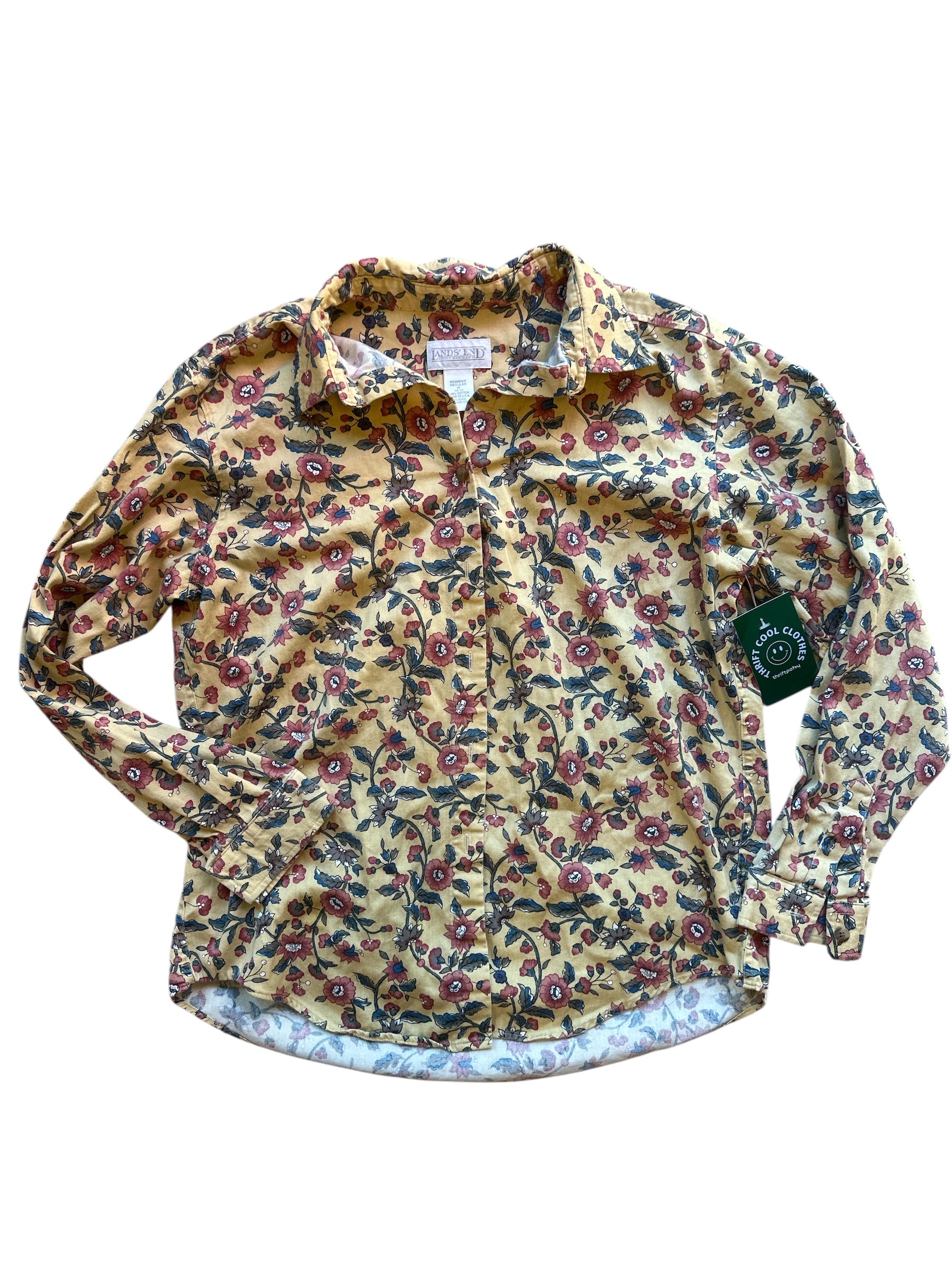 tan Landss End floral button down top, M