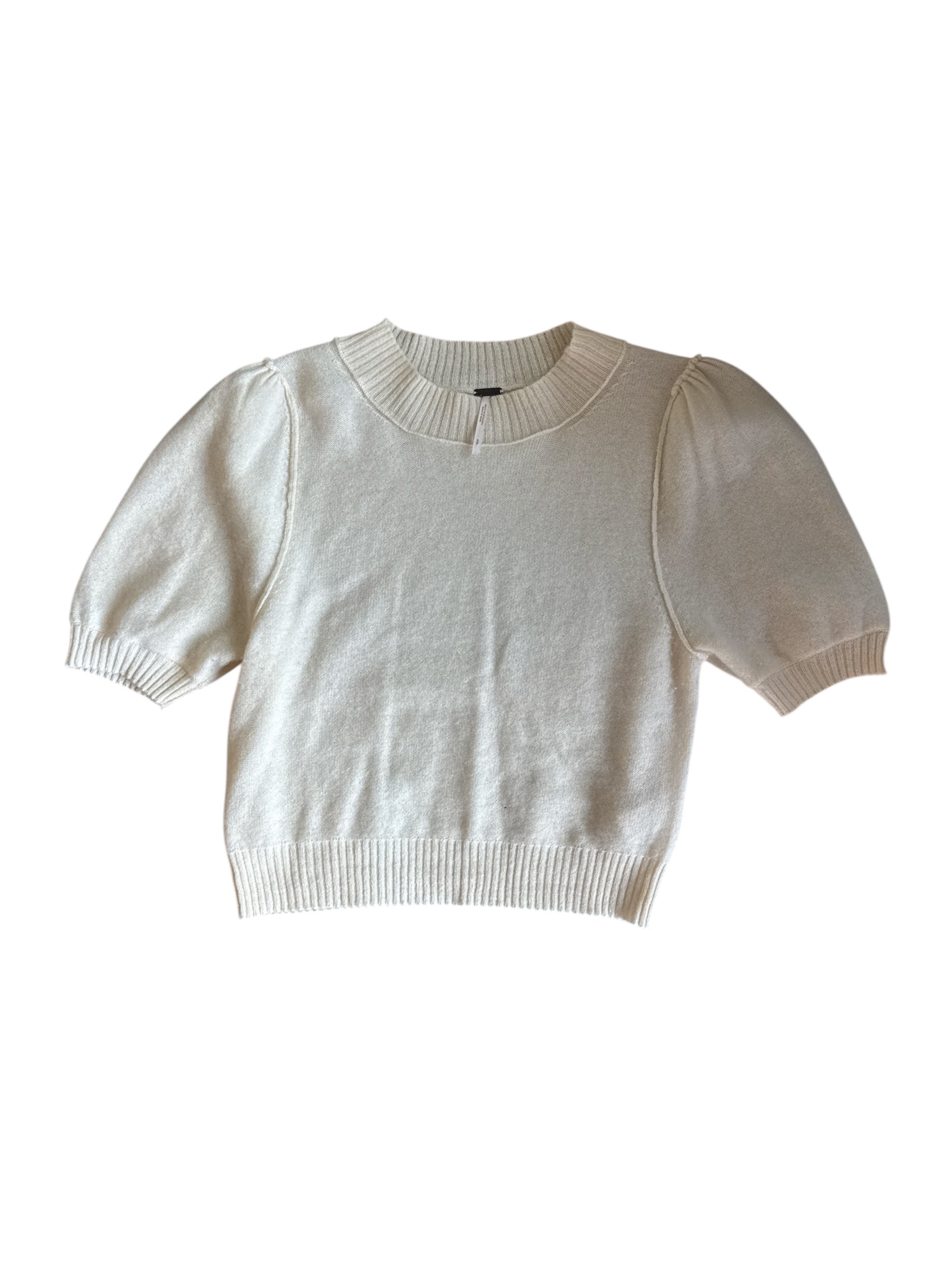 cream free people soft ss sweater top, s
