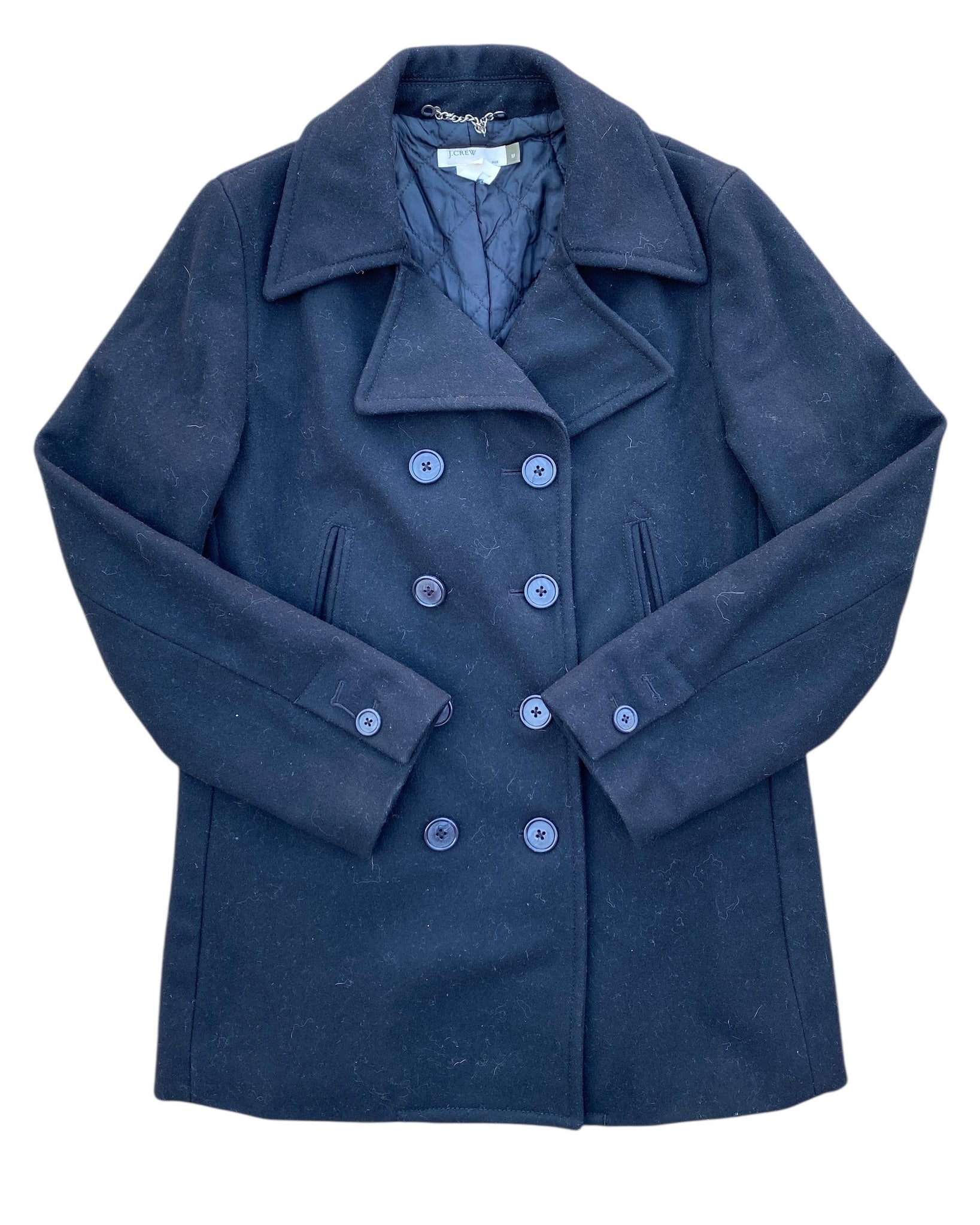 navy j crew double breasted peacoat, m