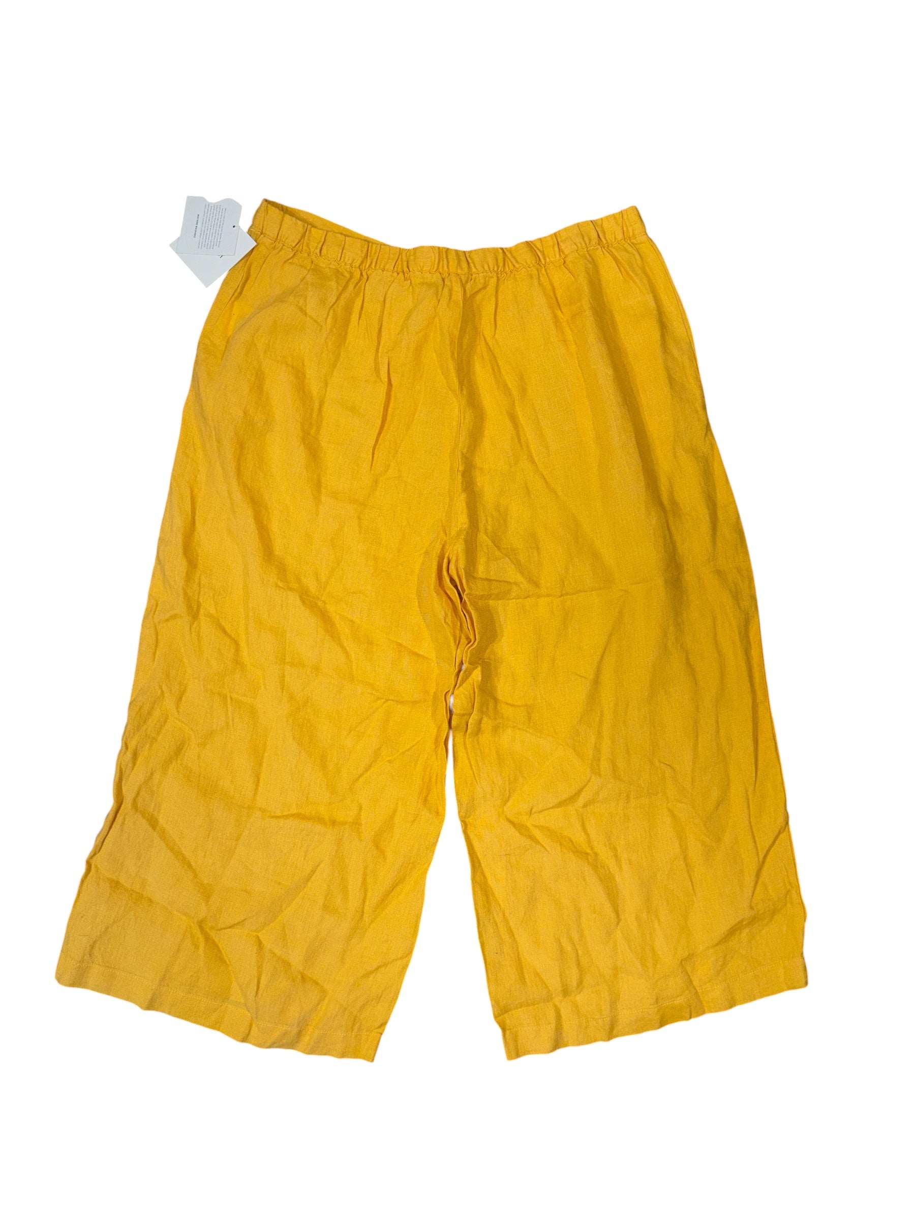 Yellow Ellen Tracy Linen wide leg, L