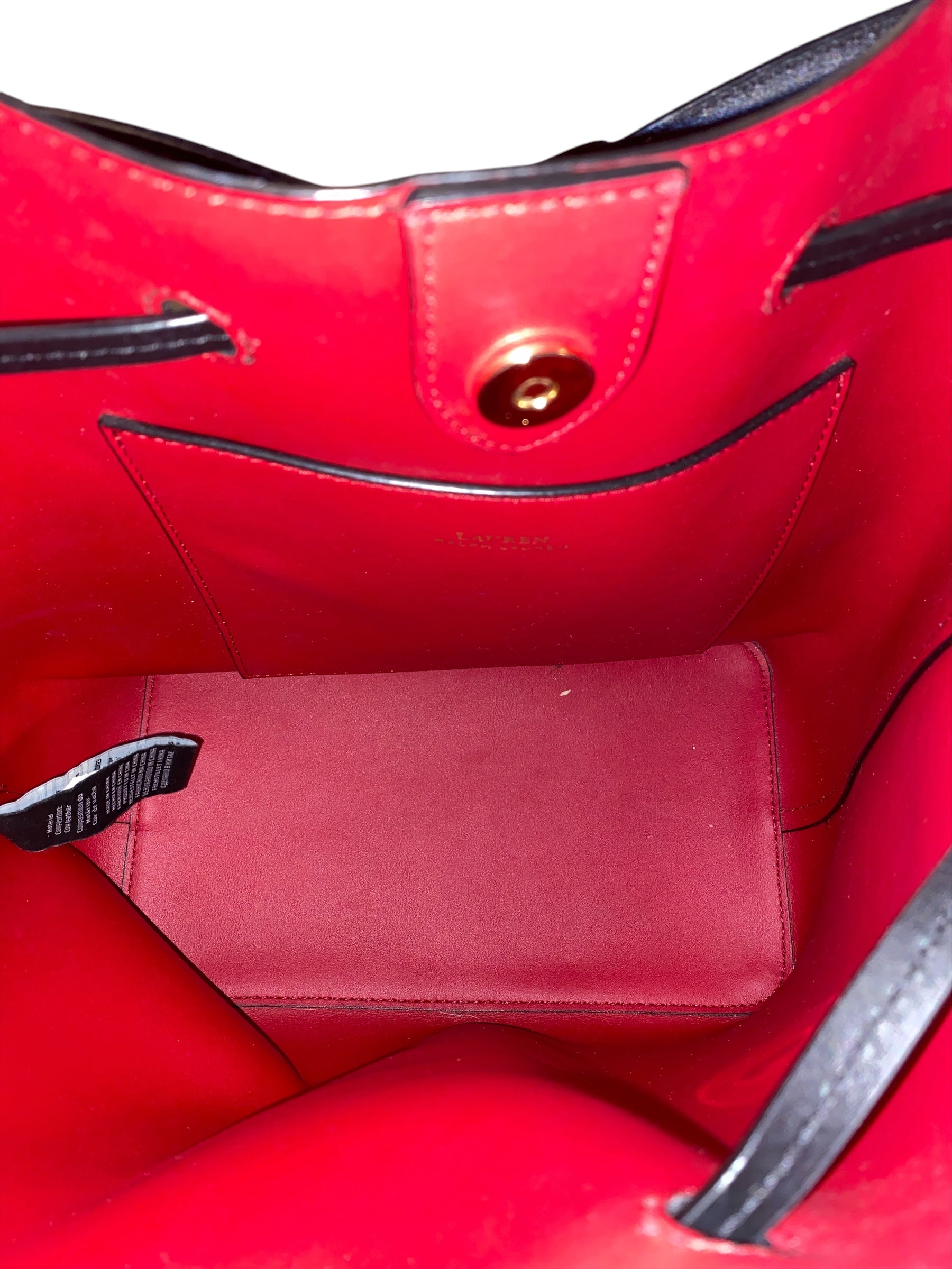 black red lauren ralph lauren bucket bag