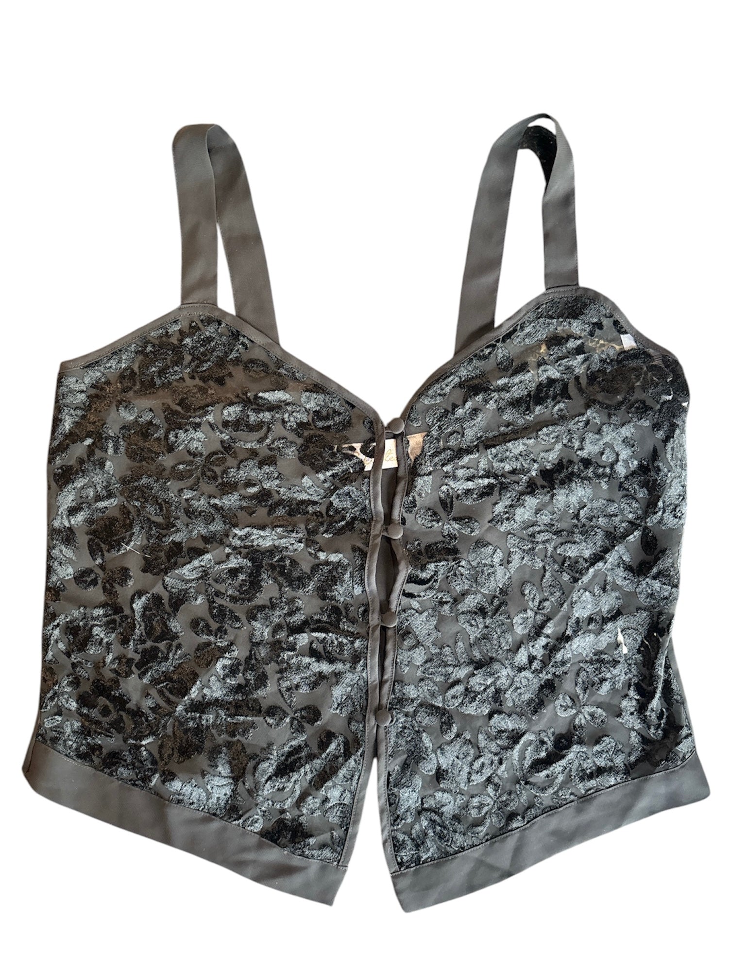 black delicates vtg sheer velvet floral tank, 8