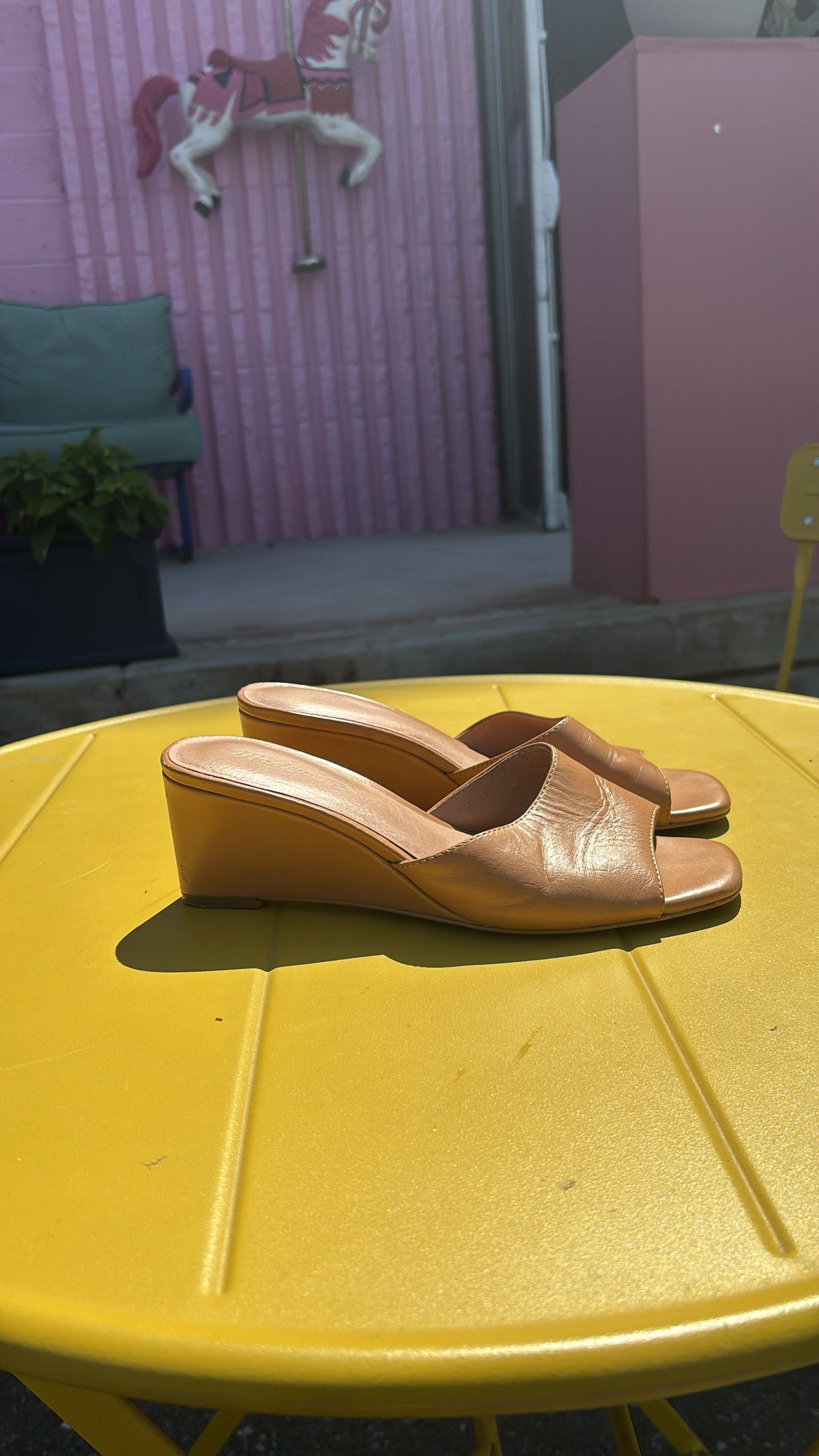 Tan Madewell Leather mini wedge, 7.5