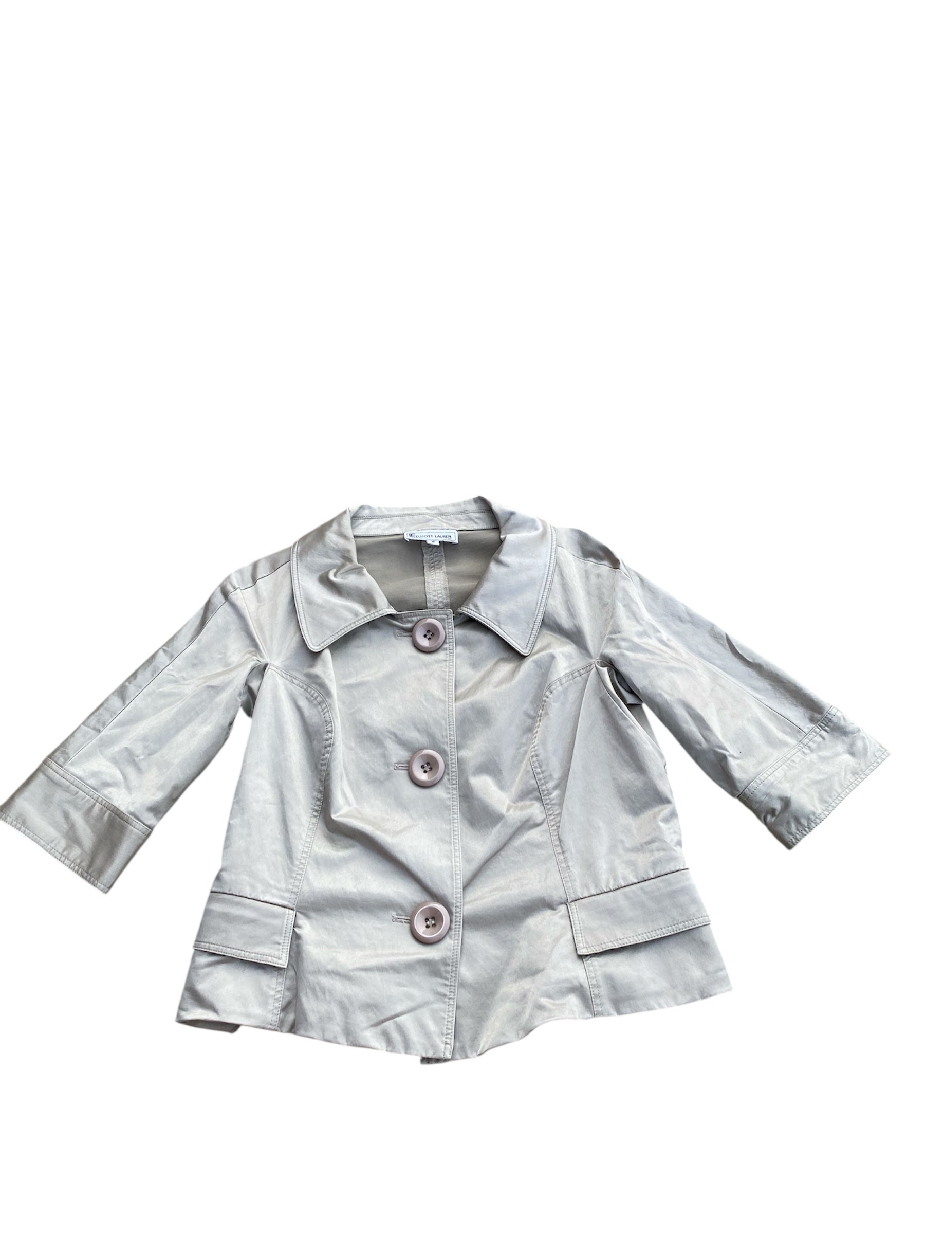 Beige Elliott lauren Quarter sleeve button down jacket, 6