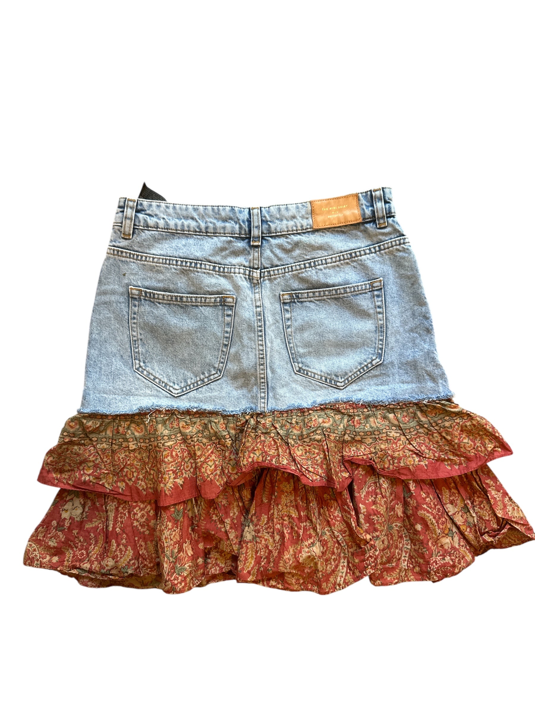 blue zara denim ruffle pattern skrt, m