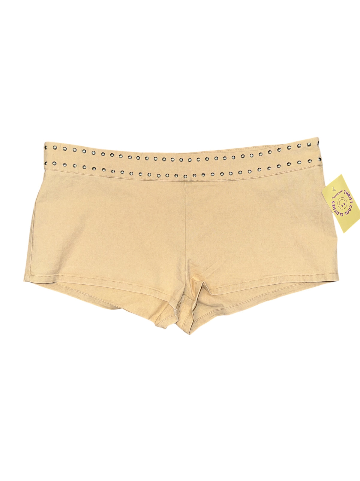 tan silver nobo studded mini shorts, L