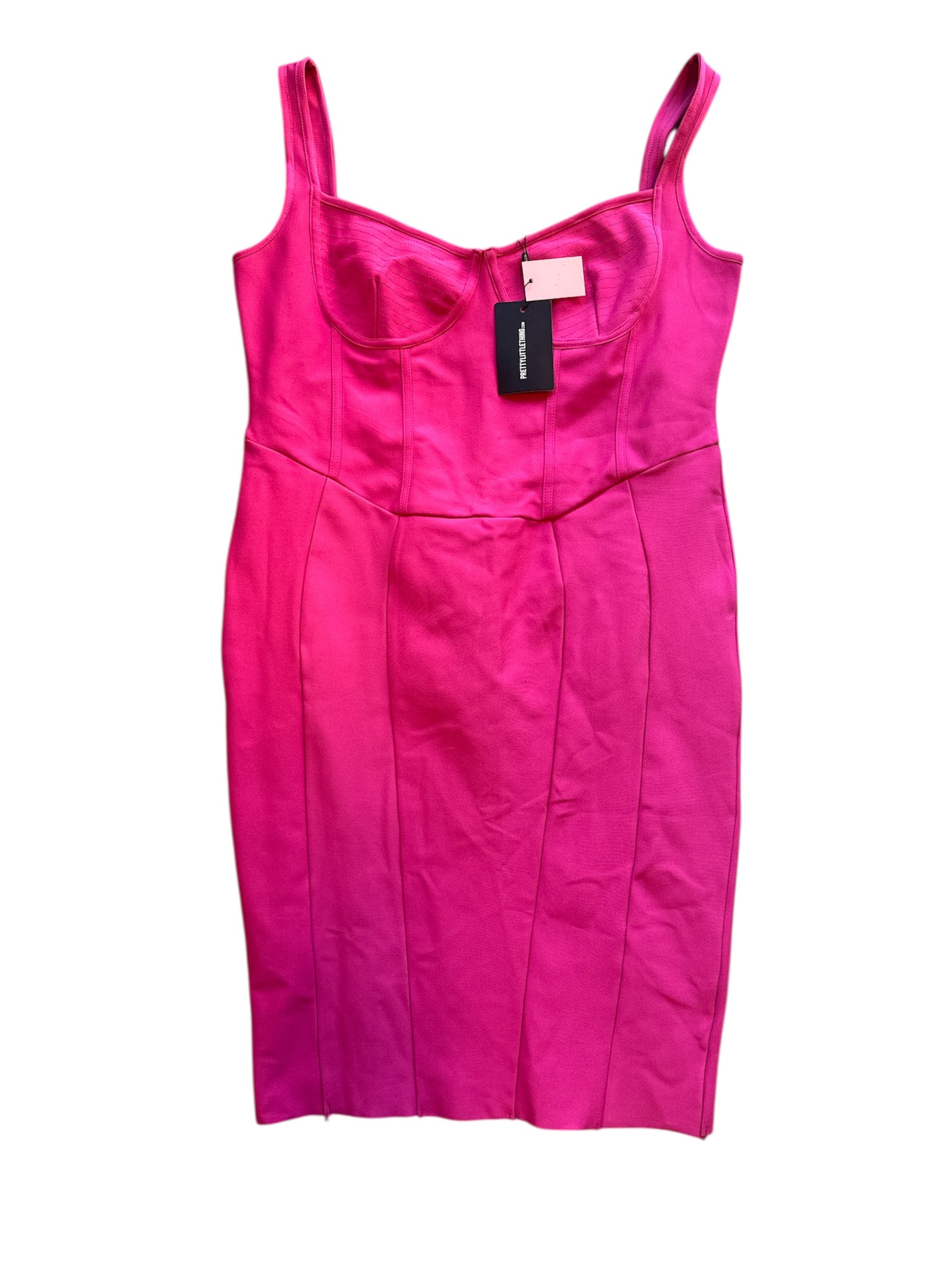 pink prettylittlething nwt bodycon faux structure dress, 20