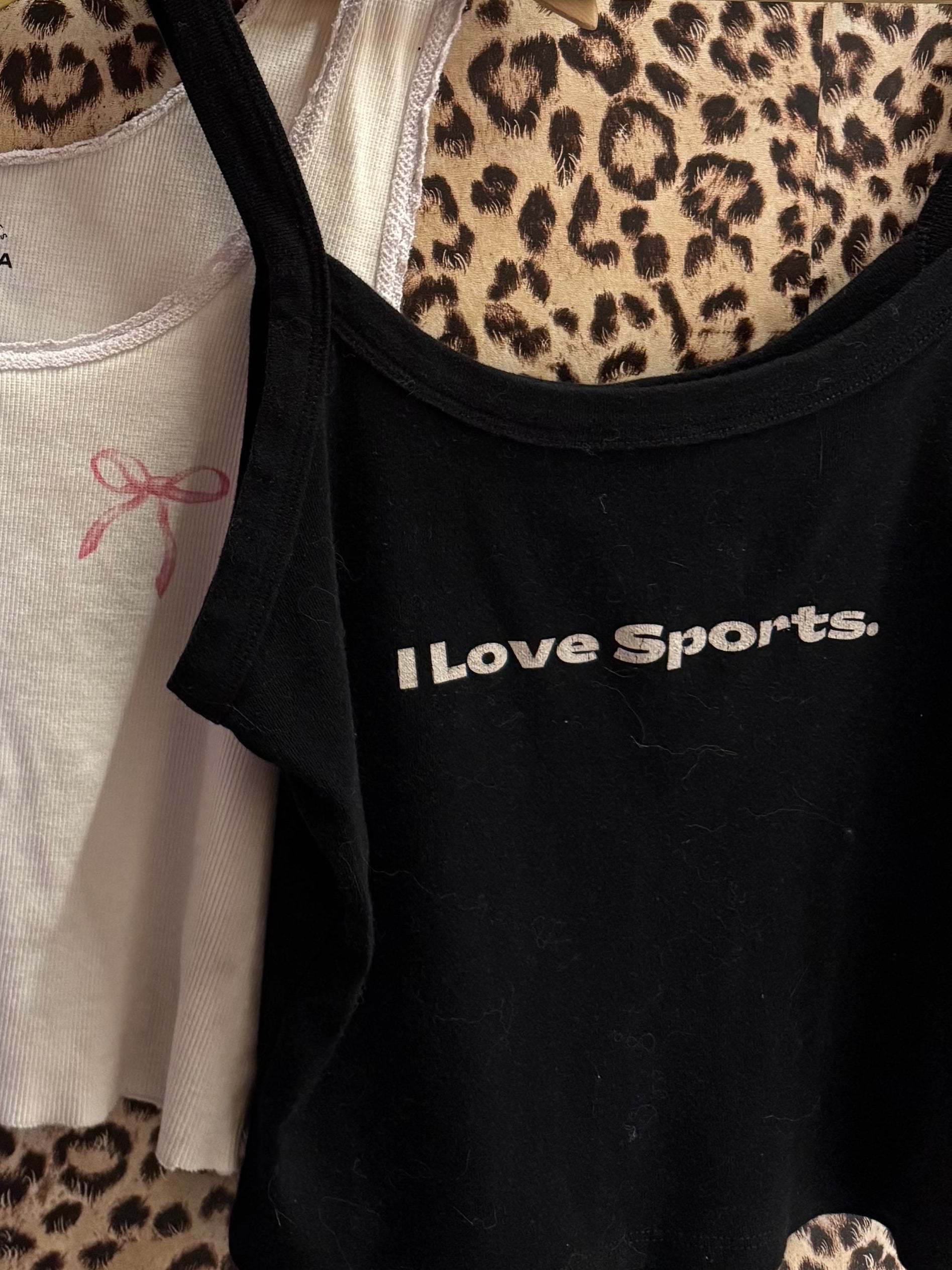 Black white  I love sports tank