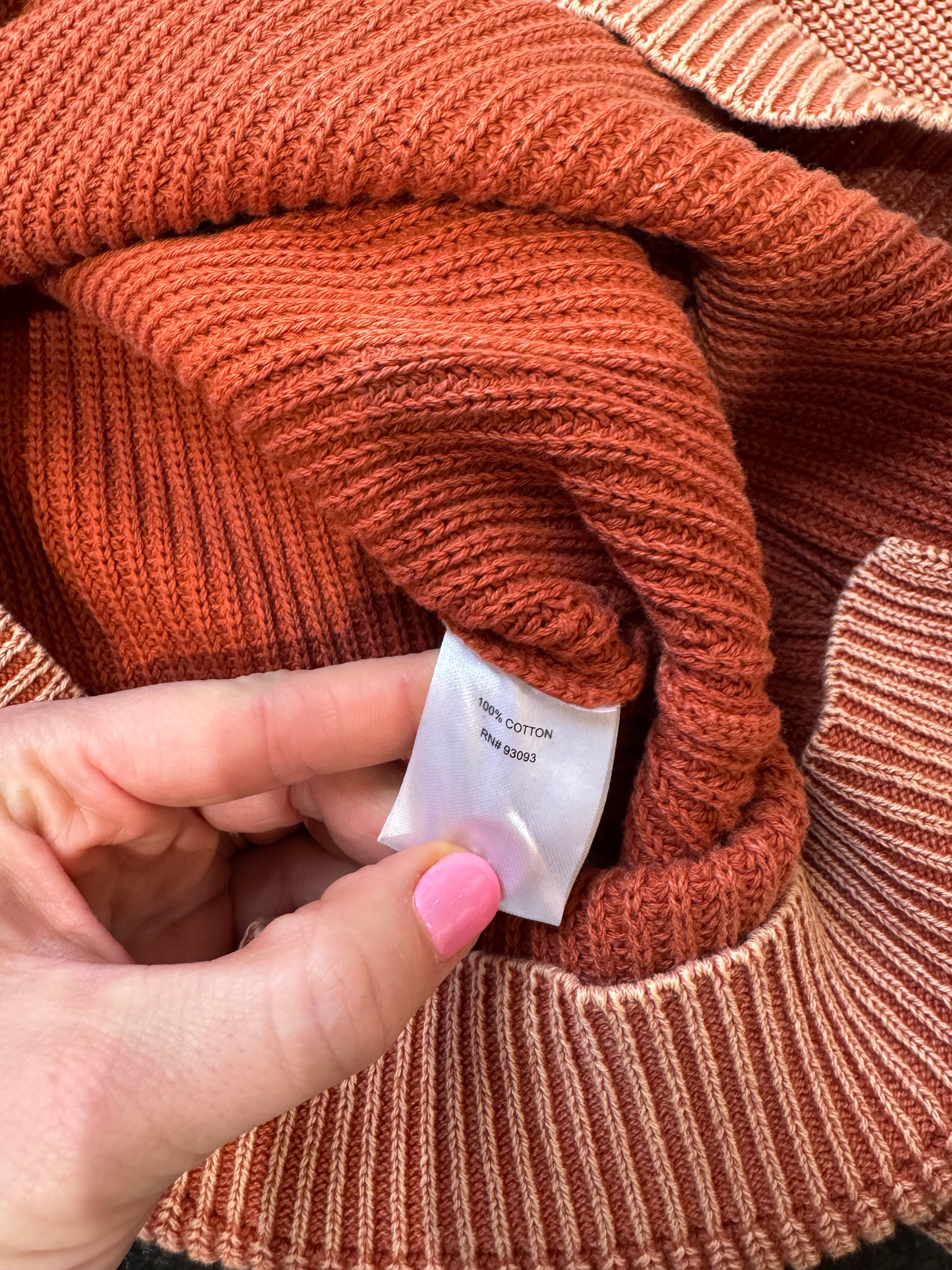 brown tyler boe 100% cotton knit sweater, s