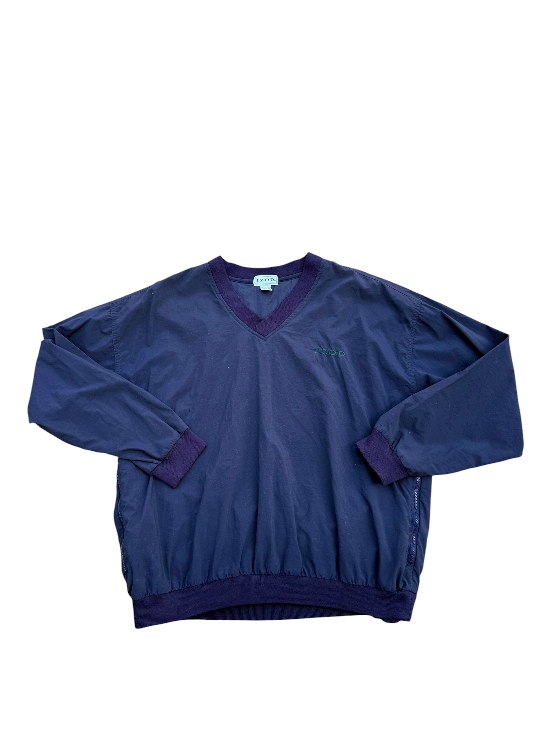blue izod vtg windbreaker vneck, m