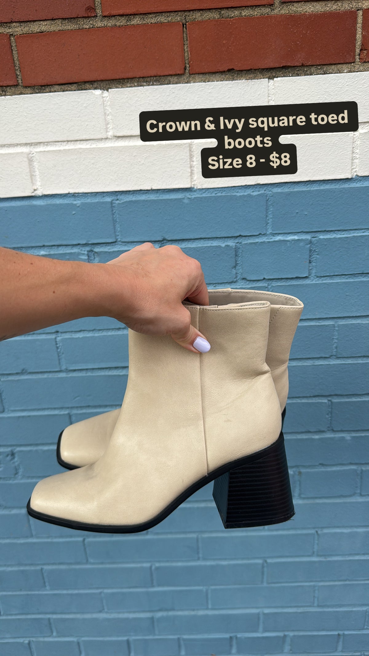 tan crown & ivy square toe boot, 8