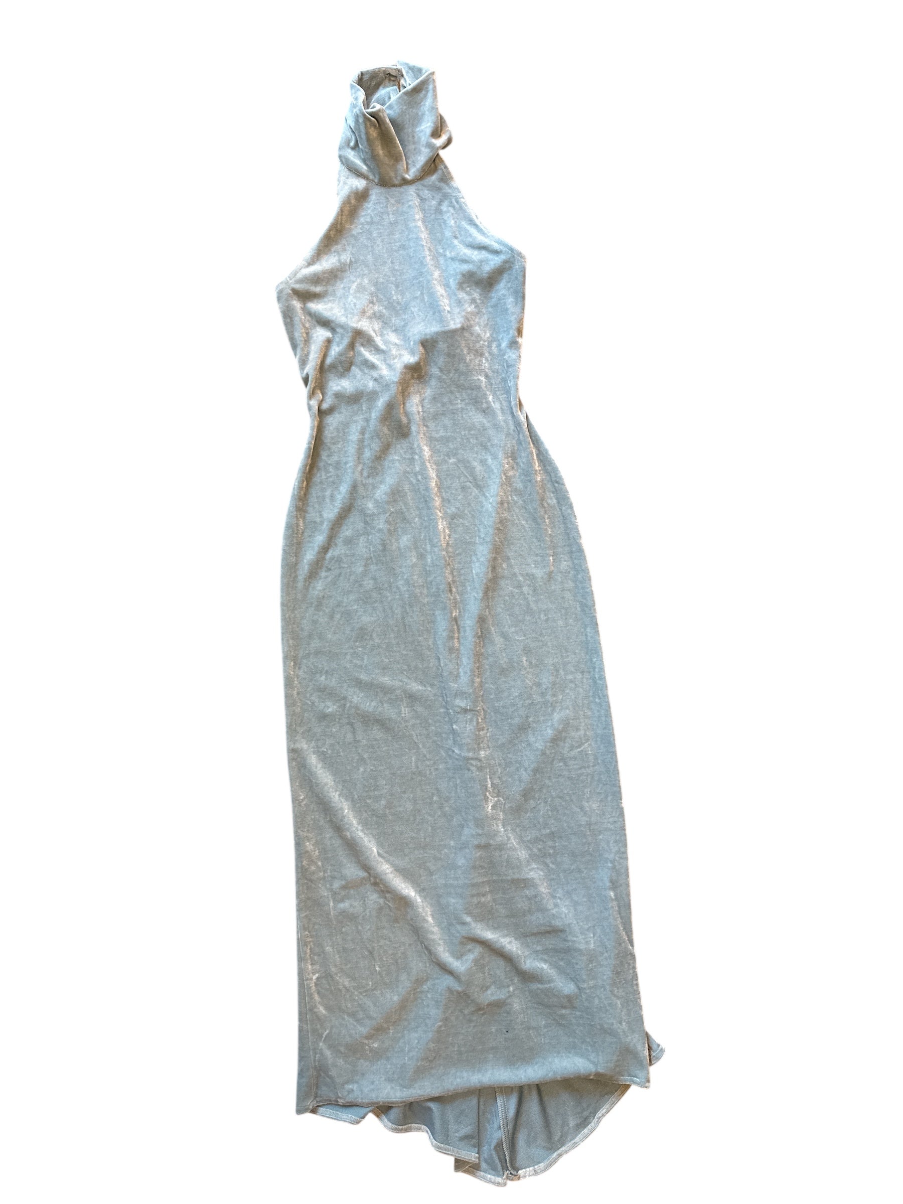 Blue Roberta Vtg velour high neck maxi, S