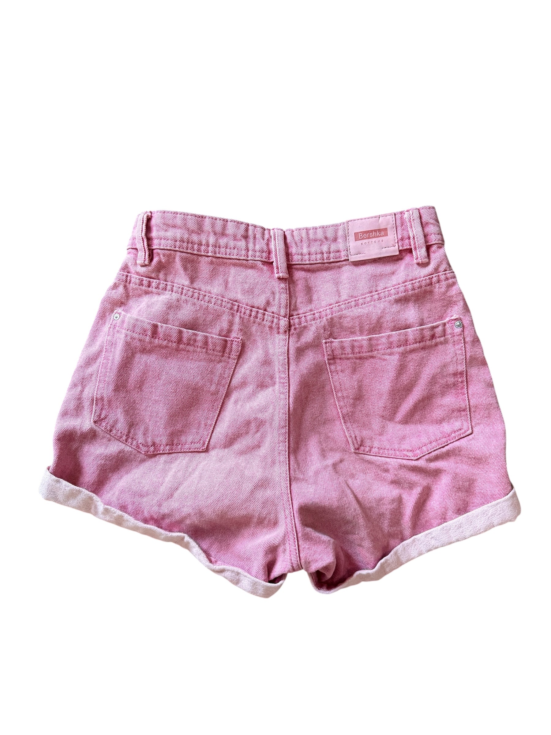 pink bershka cuffed shorts, 2