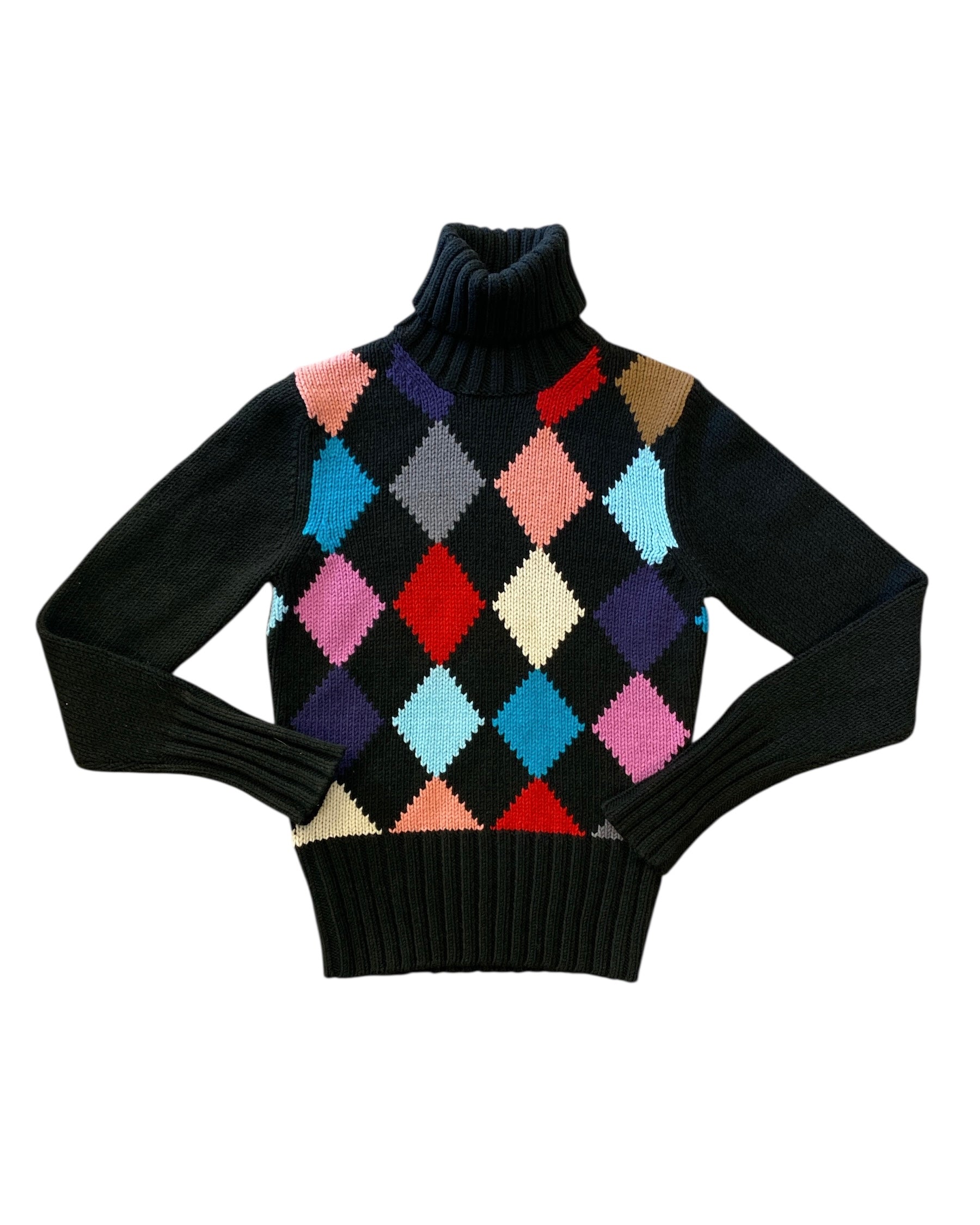 black multi the limited Argyle turtleneck sweater, s